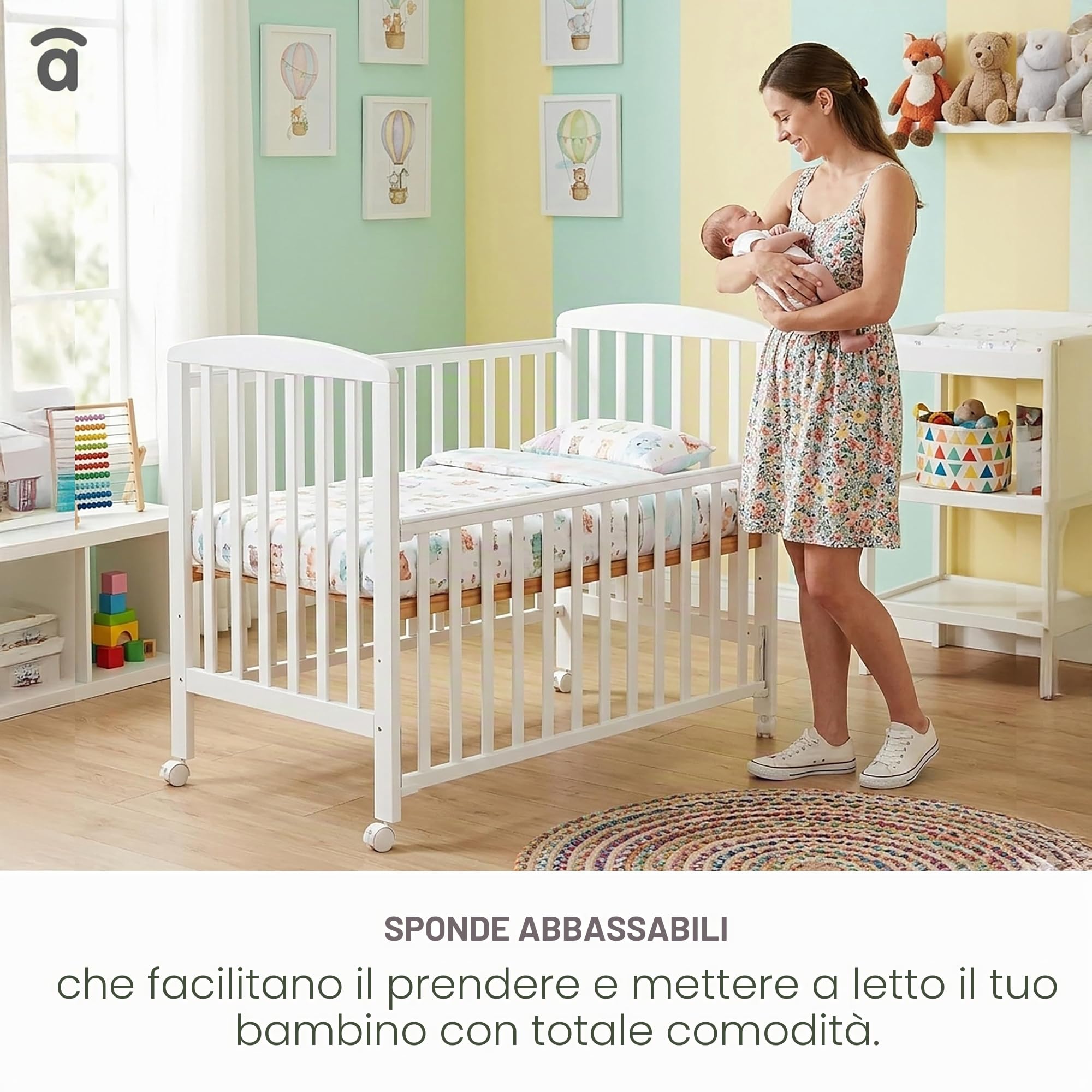 Asalvo 12371 - Culla di legno, 120 x 60 cm, Colore Bianco