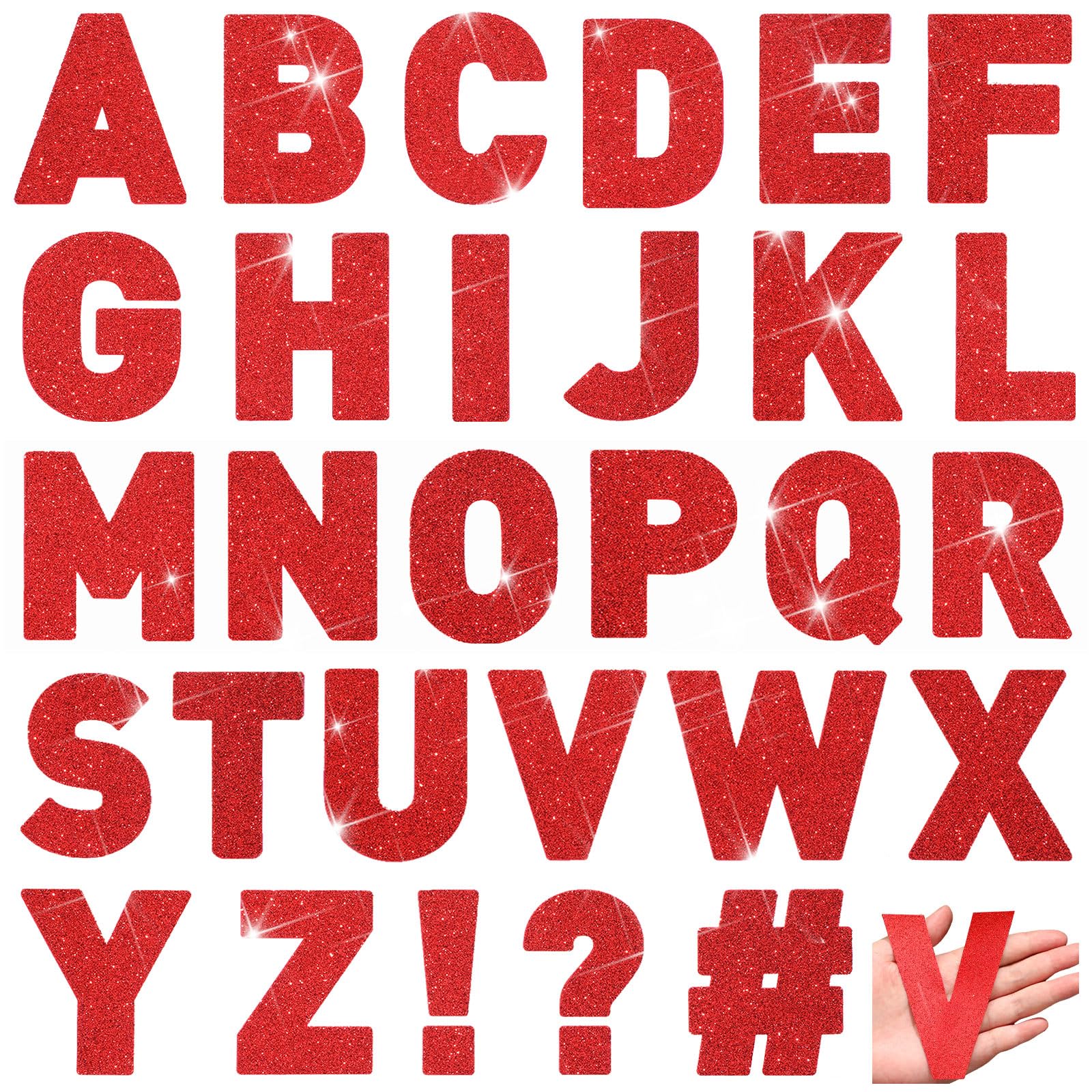 Harloon 232 Pcs Large Glitter Letter Stickers, Red, 4 Inch