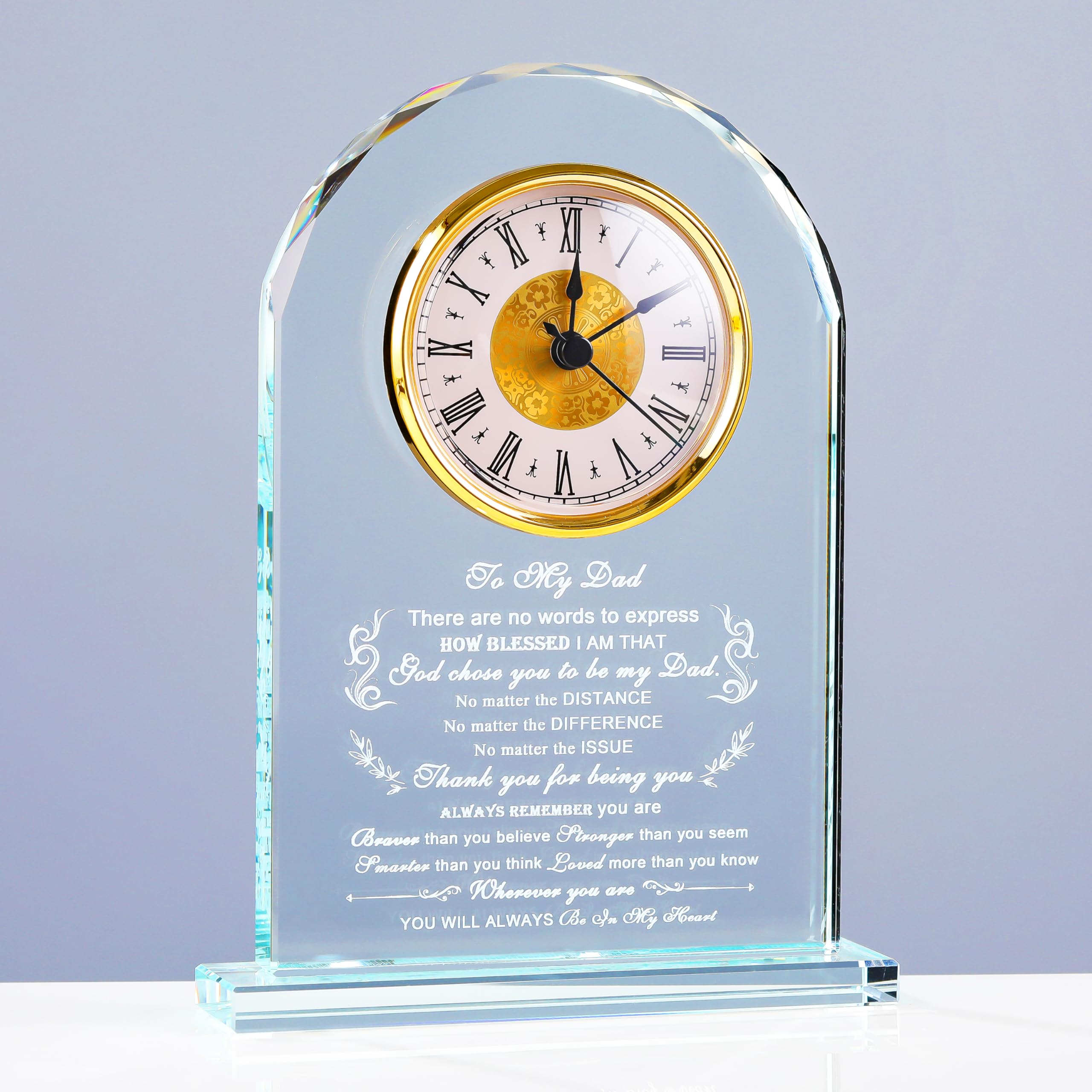 Dad Gifts For Fathers Day From Daughter Son - Crystal Clock Engraved Best Dad Ever Appreciation Gifts Father's Birthday Keepsake who Has Everything - Love Reminder Present for Thanksgiving Christmas