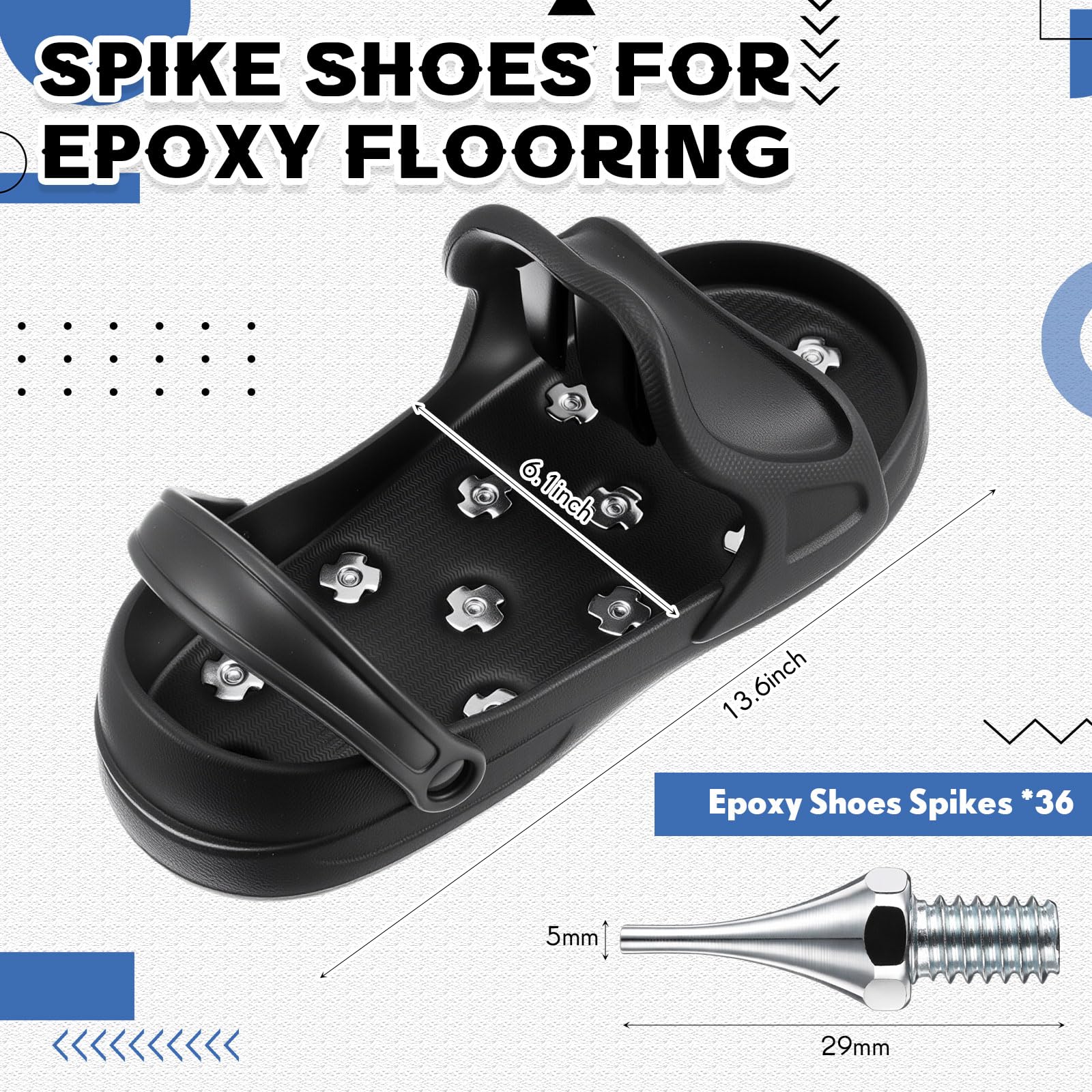 Zapatos de estilo afilado con pinchos para revestimiento de suelos epoxi con talón, picos reemplazables, diseño sin cordones, grandes, para caminar de forma segura sobre compuestos de