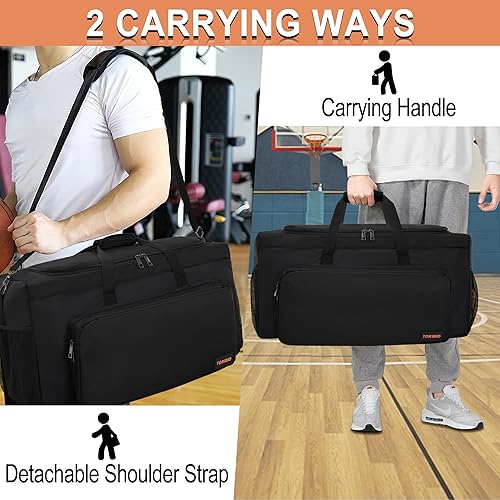 Miniatura 7 de TORIBIO Bolsa de lona deportiva Bolsa de gimnasio Bolsa de viaje deportiva, Negro -, Viajes