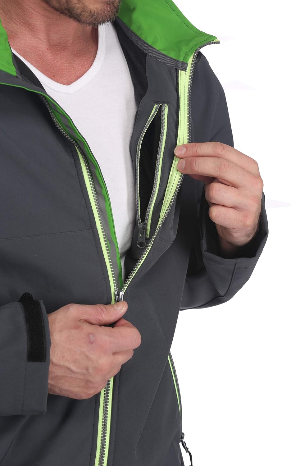 Charlie Barato Men's Softshell Work Jacket Grey / Green M grey/green