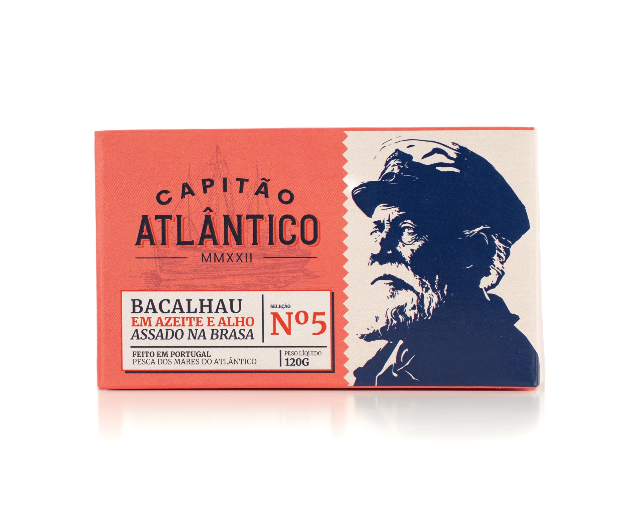 Bacalao en aceite de oliva y ajo a la plancha - Paquete de 4 x 120 g - Pescado tradicional portugués enlatado - Filetes de bacalao salados a la parrilla - Mariscos conservados listos para comer