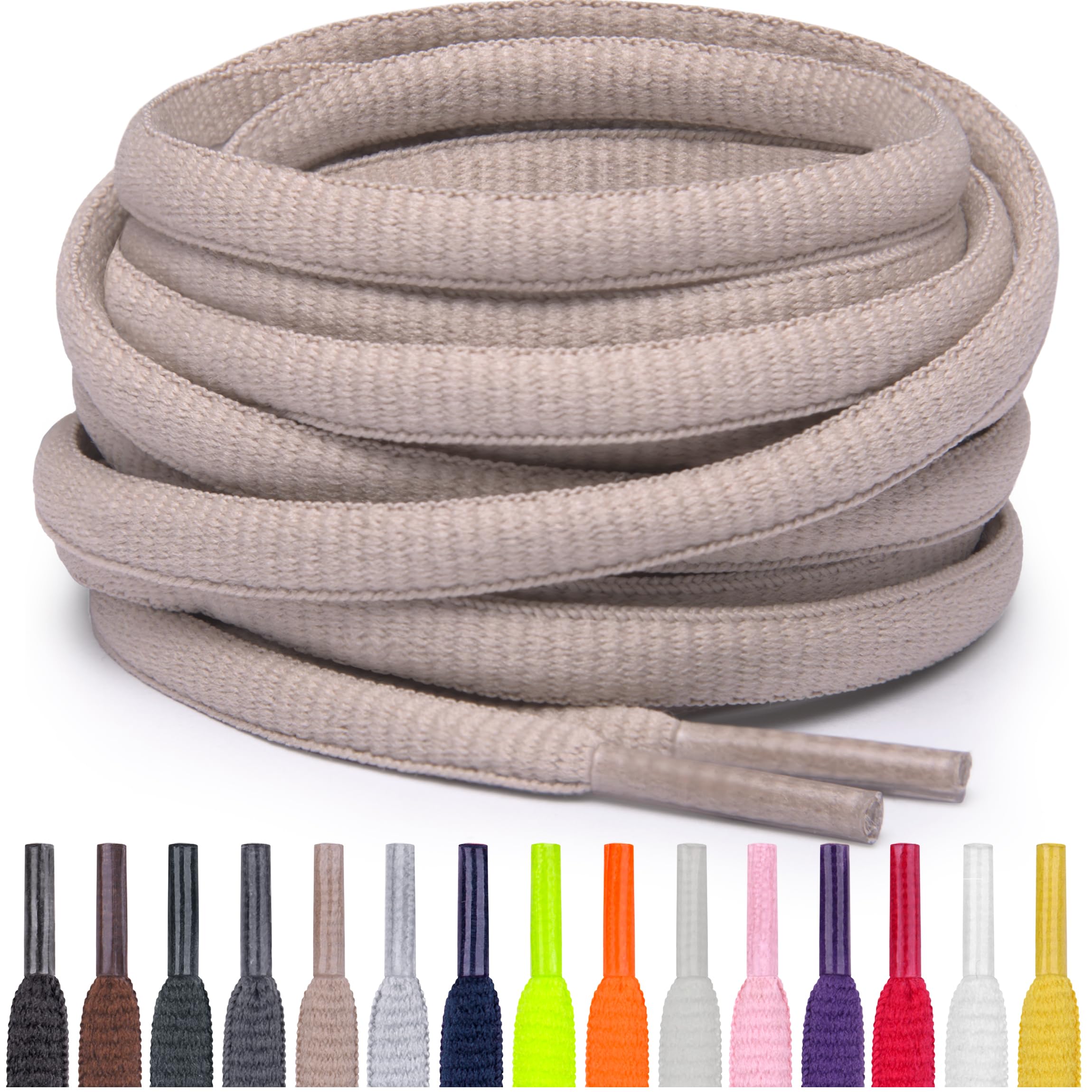 Miscly Oval Athletic Shoe Laces, Multiple Lengths and Colors Available