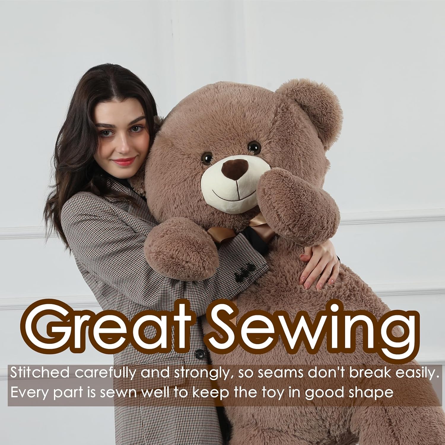 Tezituor 5ft Big Teddy Bear,Giant Brown Stuffed Animal 59 Inches,Life Size Teddy Bears for Girlfriend or Kids,Soft Bear for Valentines Day,Chrismas,Birthday Baby Shower - Image 3