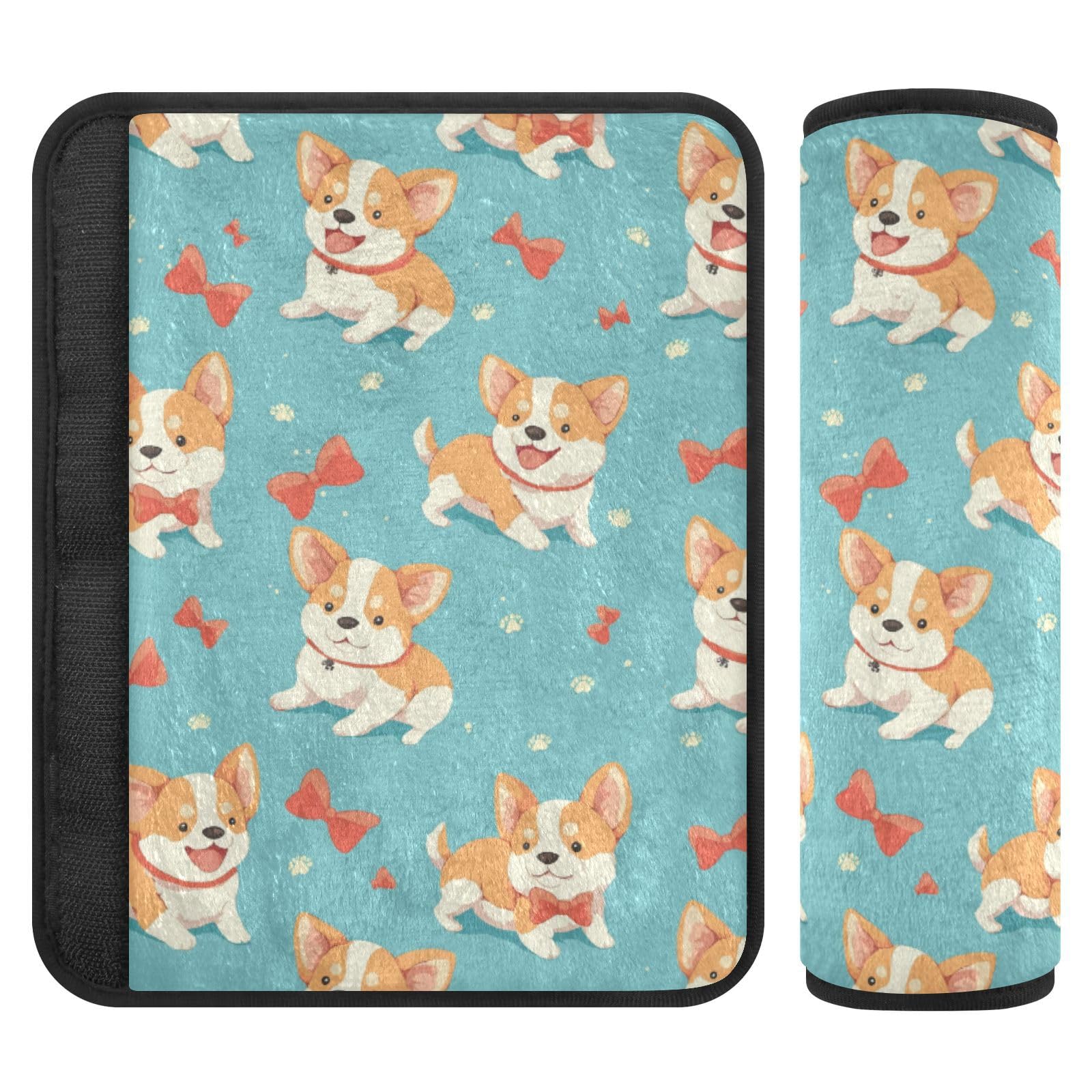 Seat Belt Covers 2 Pack Corgi Bows Car Seat Strap Covers Super Soft Funny Car Seat Neck Cover for Boys Girls Adults Babies S