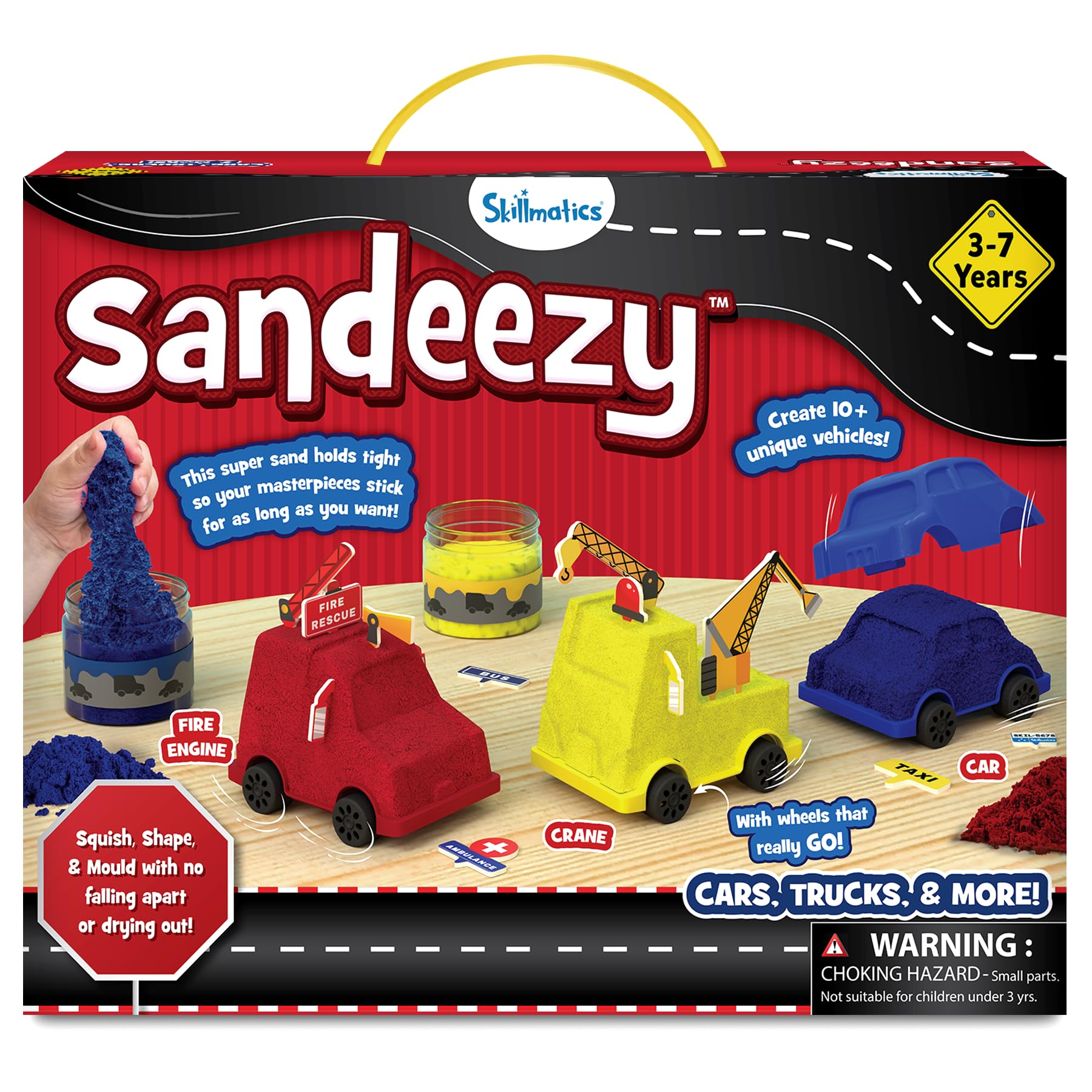 Skillmatics Pretend Play Cars, Trucks & More – Kinetic Sand Playset with Moulds, Tools & Accessories, Sensory Toy for Kids, Non-Toxic, Mess-Free, Creative Indoor Activity Ages 3, 4, 5, 6, 7-image-17