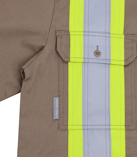 Miniatura 7 de WORK IDEA Camisas FR para hombre, de alta visibilidad, resistentes al fuego, resistentes al fuego, de alta visibilidad, 7 onzas