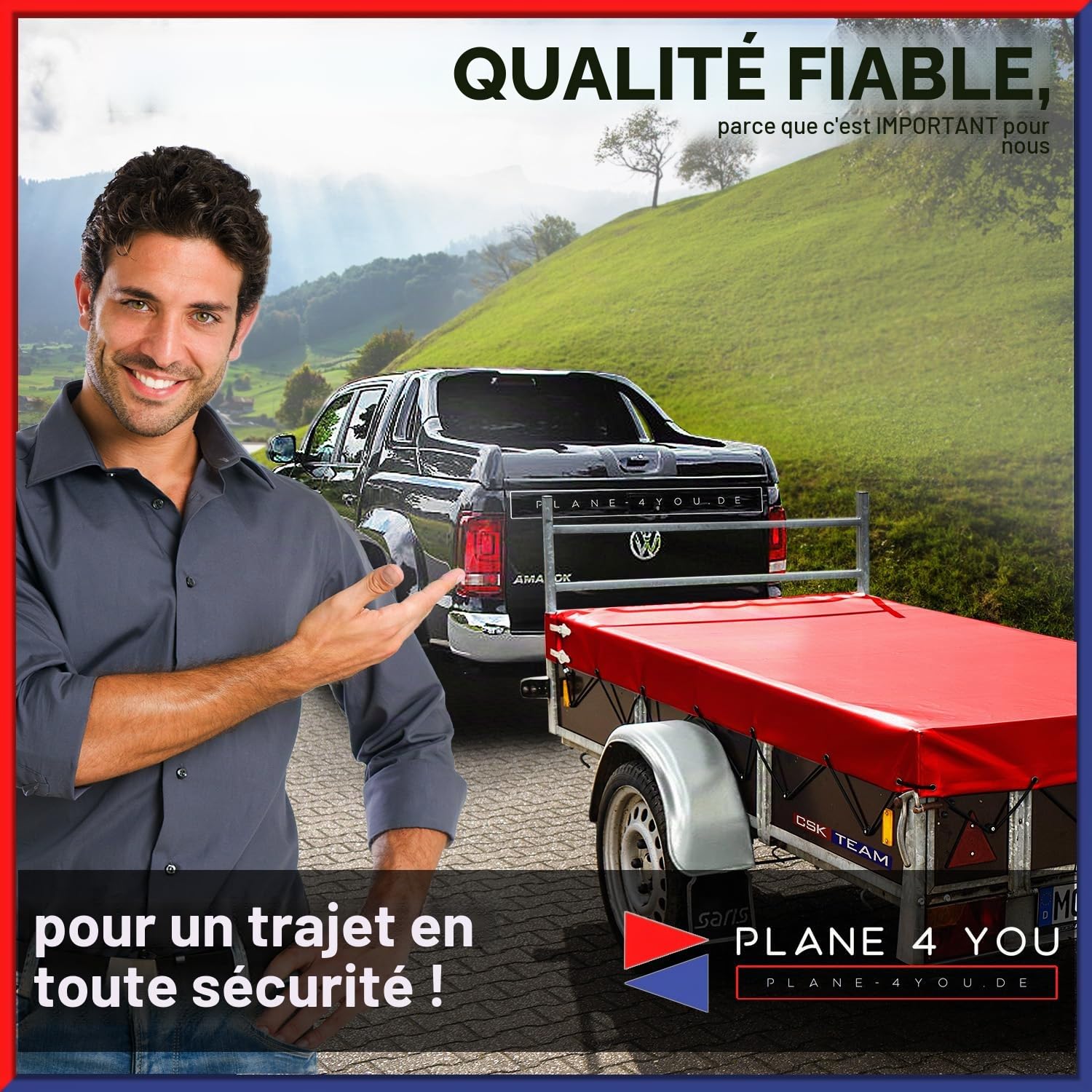 Bâche pour remorque - 311 x 160 cm - Imperméable - Tarp universel pour remorques - 680 g/m²