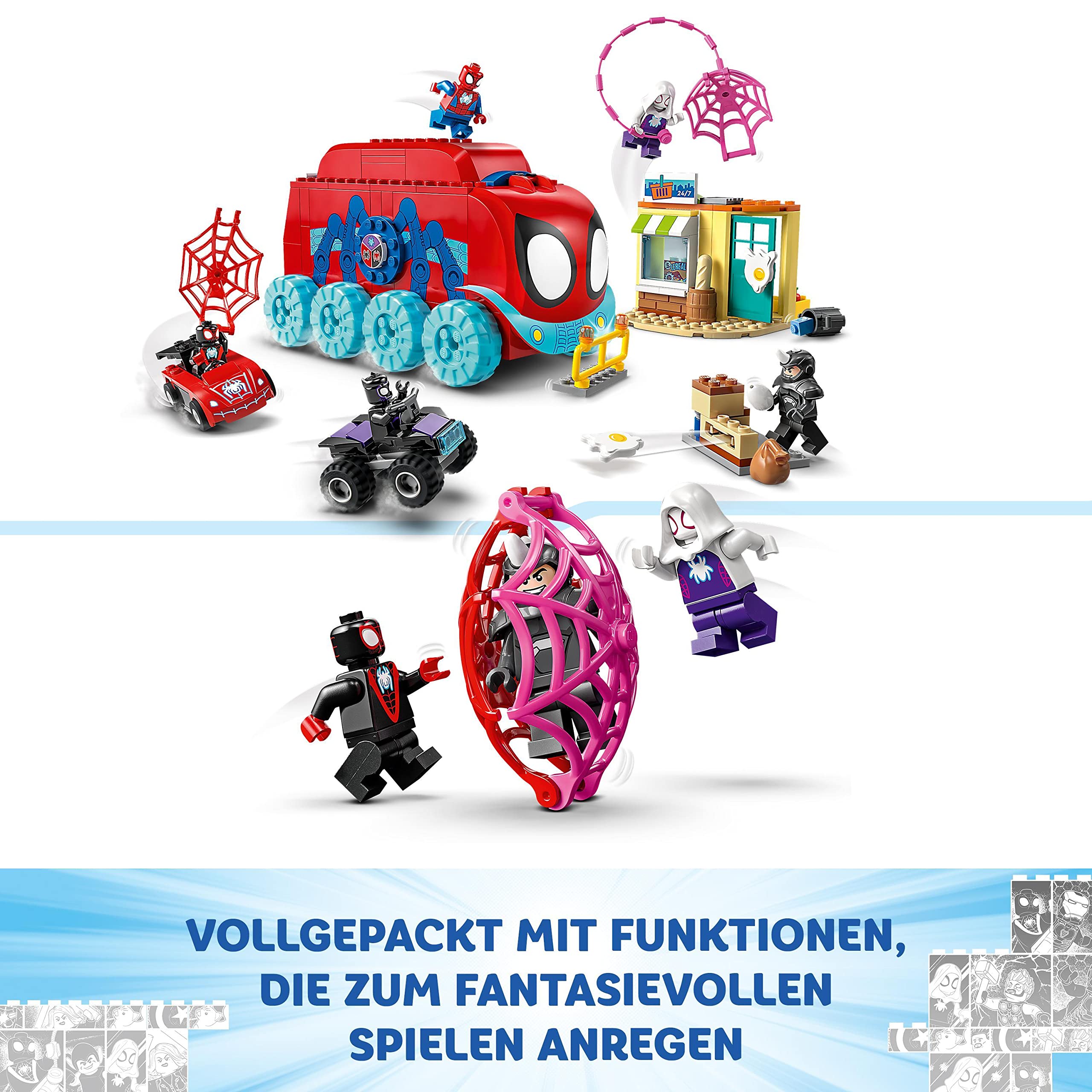 LEGO 10791 Marvel Spideys Team-Truck, Spielzeug für Kinder ab 4 Jahren mit Miles Morales und Black Panther Minifiguren, Spidey und Seine Super-Freunde
