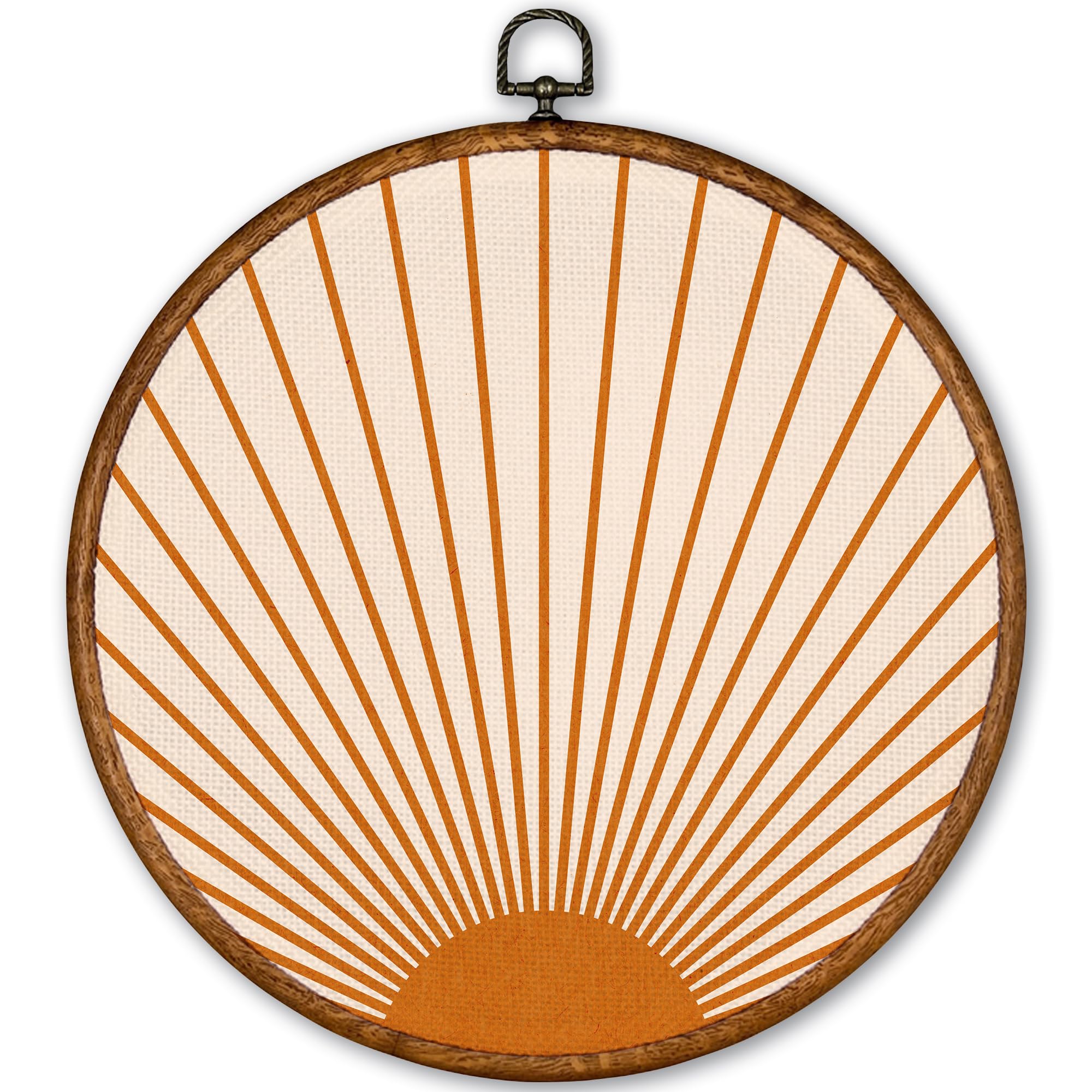 TLESKE Orange Boho Sun Round Wall Art Decor, Bohemian Sunshine Framed Canvas Prints Wall Art Artwork, Abstract Minimalist Wall Hanging Room Door Decor Decorations for Bedroom Living Room 10x10