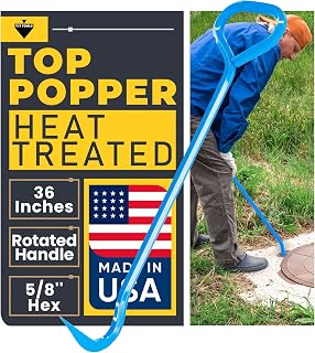 T&T Tools 36-Inch Top Popper Manhole Hook Tool - Rotated Handle, 5/8" Hex