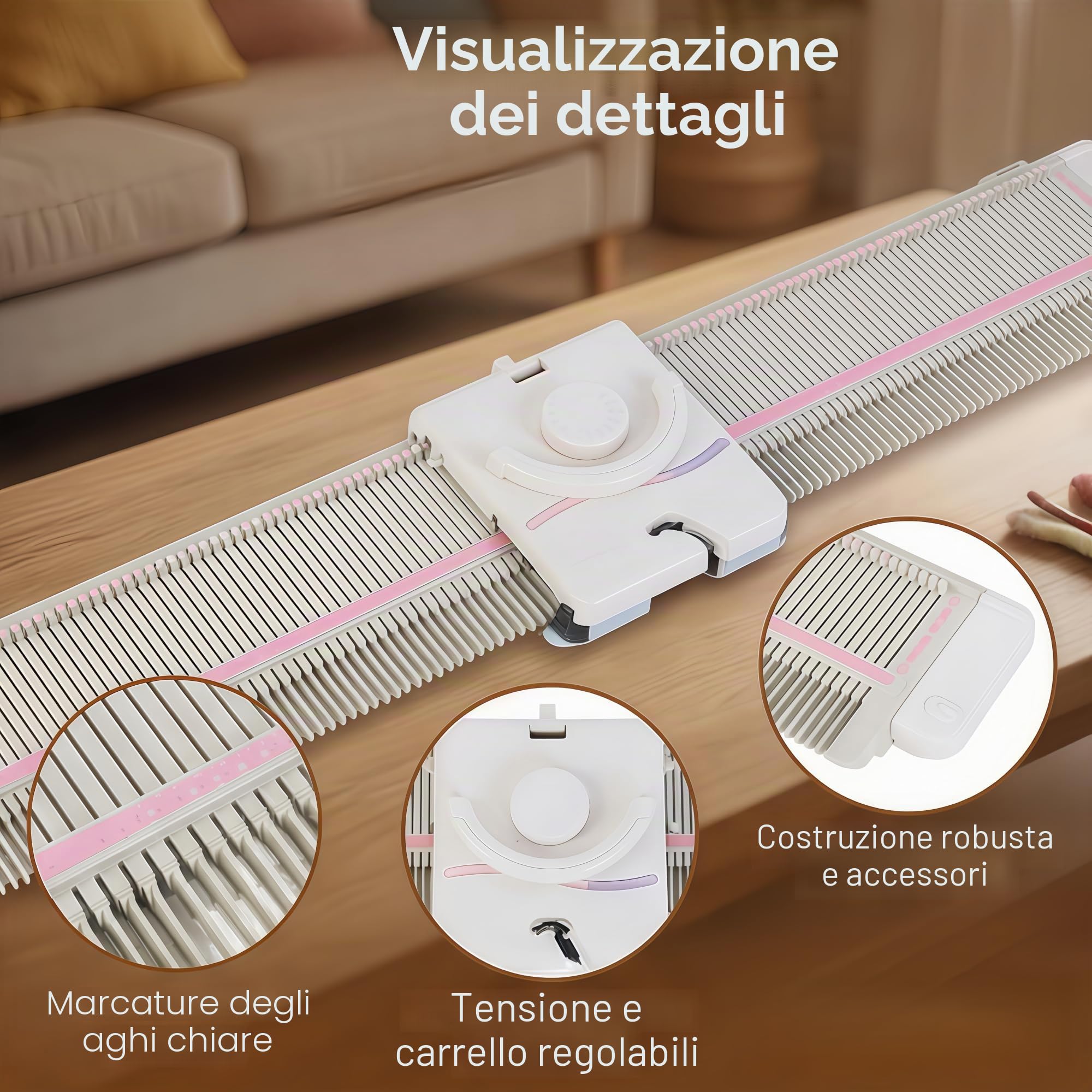 plplaaoo LK150 - Macchina da lavoro a maglia da 6,5 mm, portatile ed efficiente, con accessori per una facile lavorazione a casa, ideale per gli amanti della produzione di maglioni e