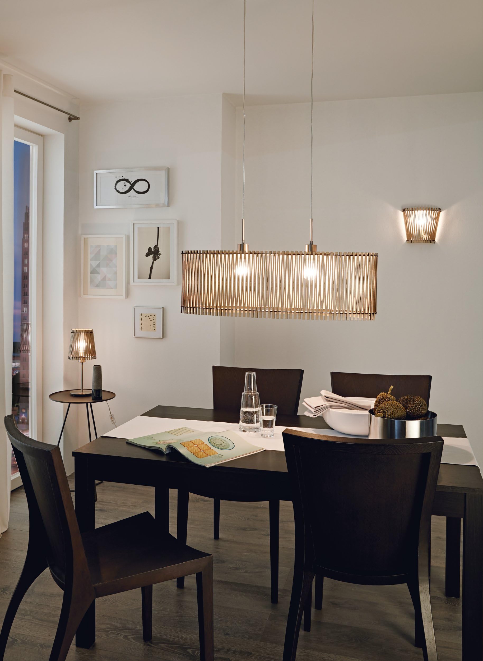 Eglo lampada a sospensione Sendero, lampada Boho, lampada a sospensione in | acciaio nichel opaco, legno acero, lampada da pranzo naturale, lampada da soggiorno sospesa con portalampada E27, 77,5 cm