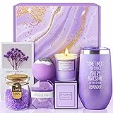 Gifts for Women, Mom, Wife, Girlfriend, Sister, Her - Happy Birthday, Christmas, Valentine's Day, Mothers Day Gifts - Lavender Spa Gift Basket Set