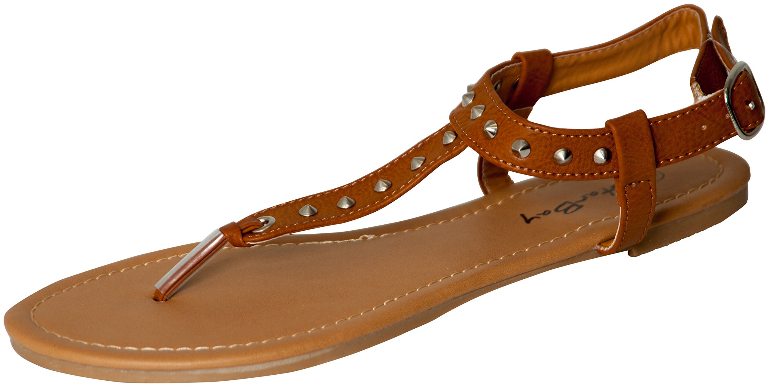 Womens Roman Gladiator Spike Studded T Strap Sandals Flats Shoes