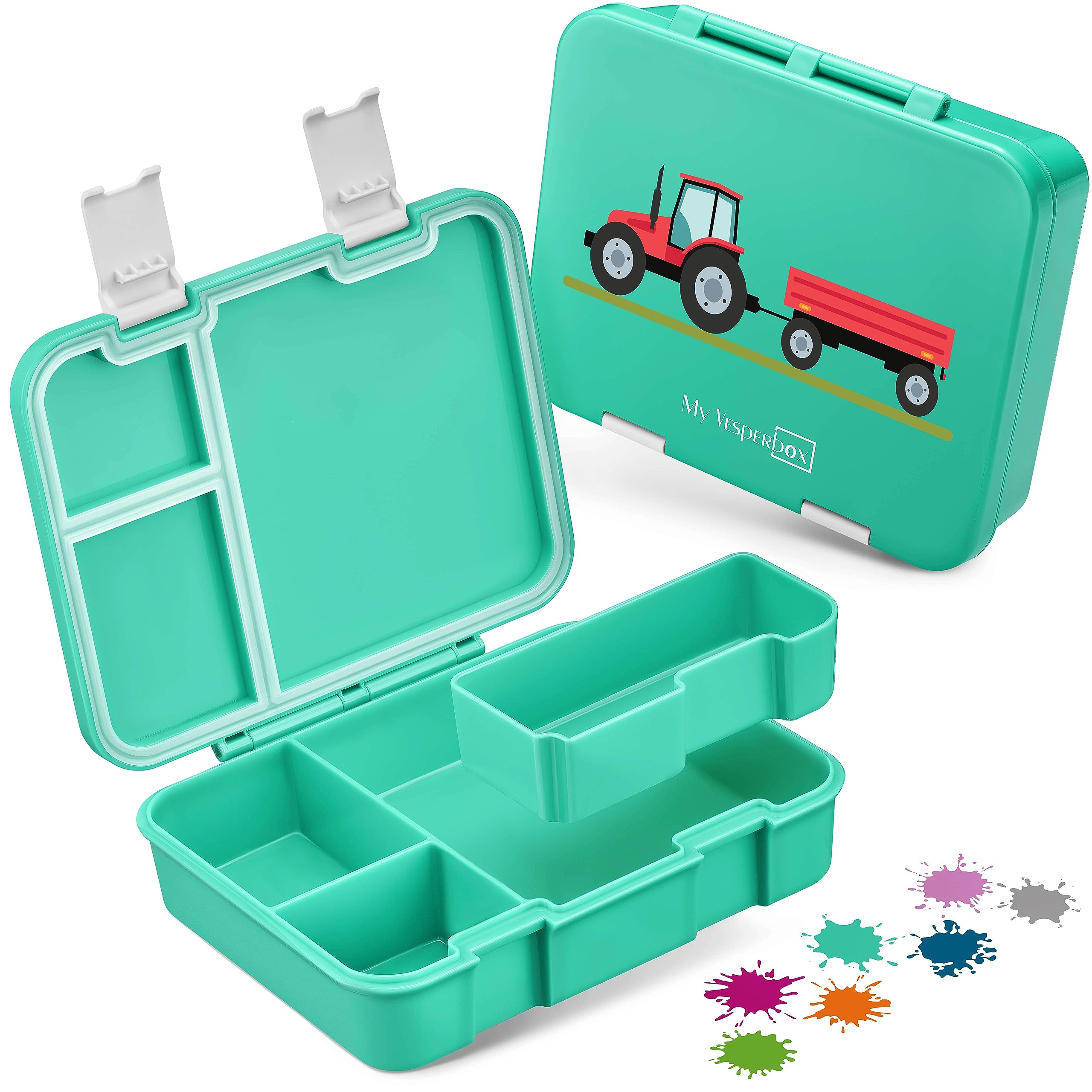 My Vesperbox Len - Boîte à bento pour enfants - Avec 4 2 compartiments - Boîte à déjeuner extrêmement robuste - Idéale pour la maternelle et l'école (violet