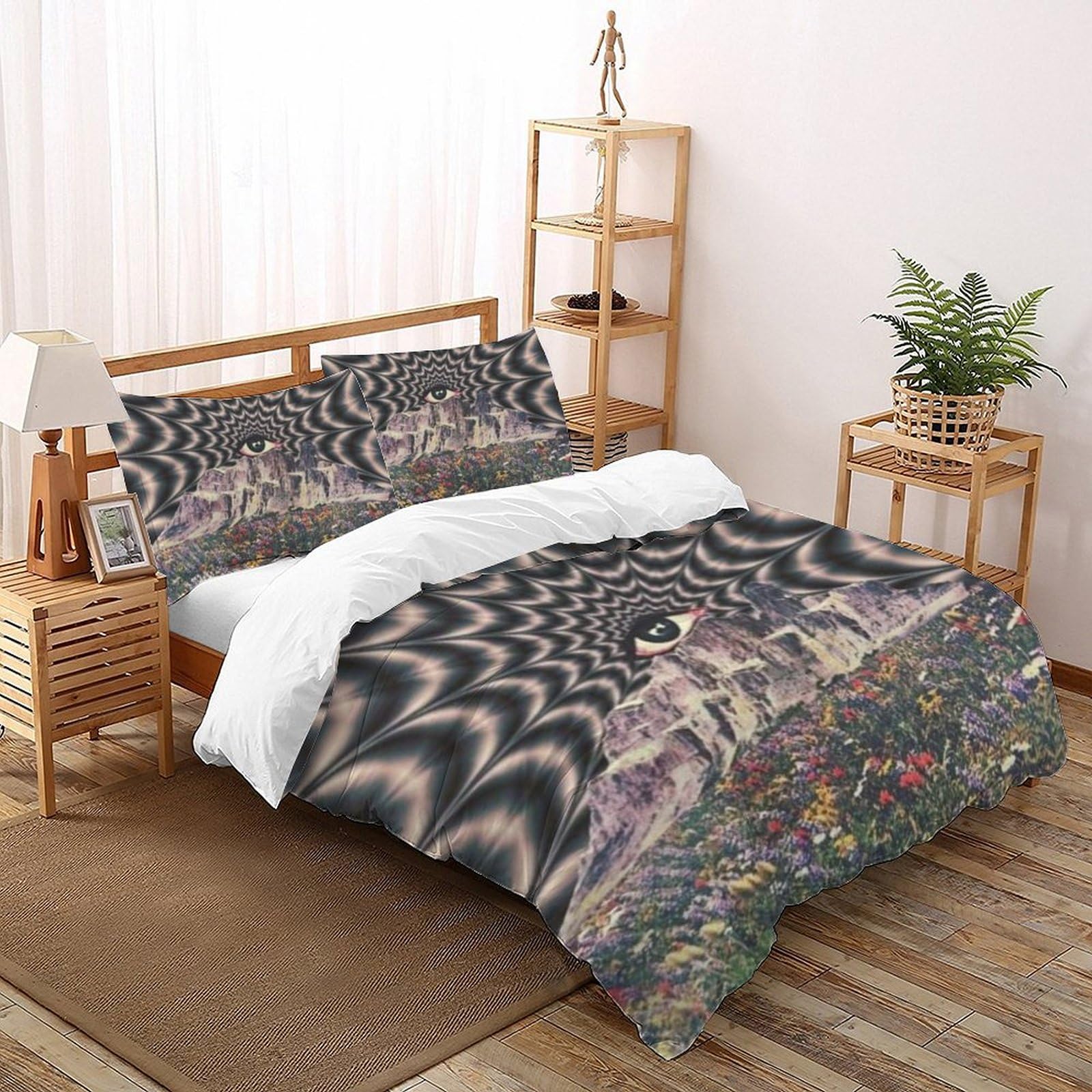 Housse de couette imprimé 3D Le Jardin parure microfibre 220x240 avec taies