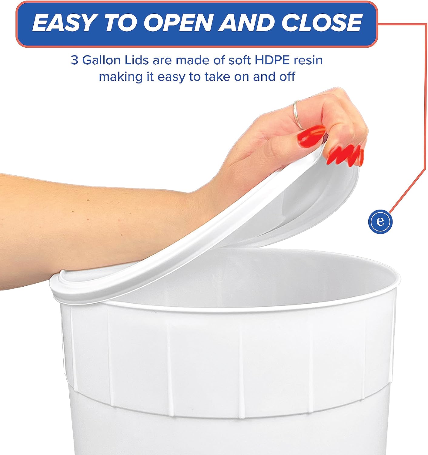 ePackageSupply 3 Gallon Ice Cream Container with Lid - Freezer Safe HDPE Plastic Round Tub for Bulk Frozen Desserts, BPA Free Food Storage, Stackable Commercial Kitchen Use - White, 10 Count