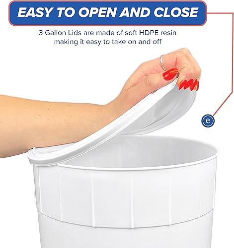 Miniatura 4 de ePackageSupply Contenedor de helado de 3 galones con tapa recipientes de almacenamiento seguros para congelador recipientes redondos de plástico con