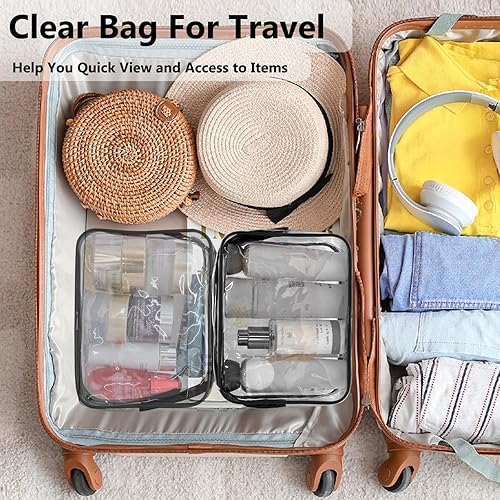 Miniatura 5 de Lermende Bolsa de aseo aprobada por la TSA con asas de silicona Bolsa de aseo transparente para mujeres en el aeropuerto Bolsas de maquillaje