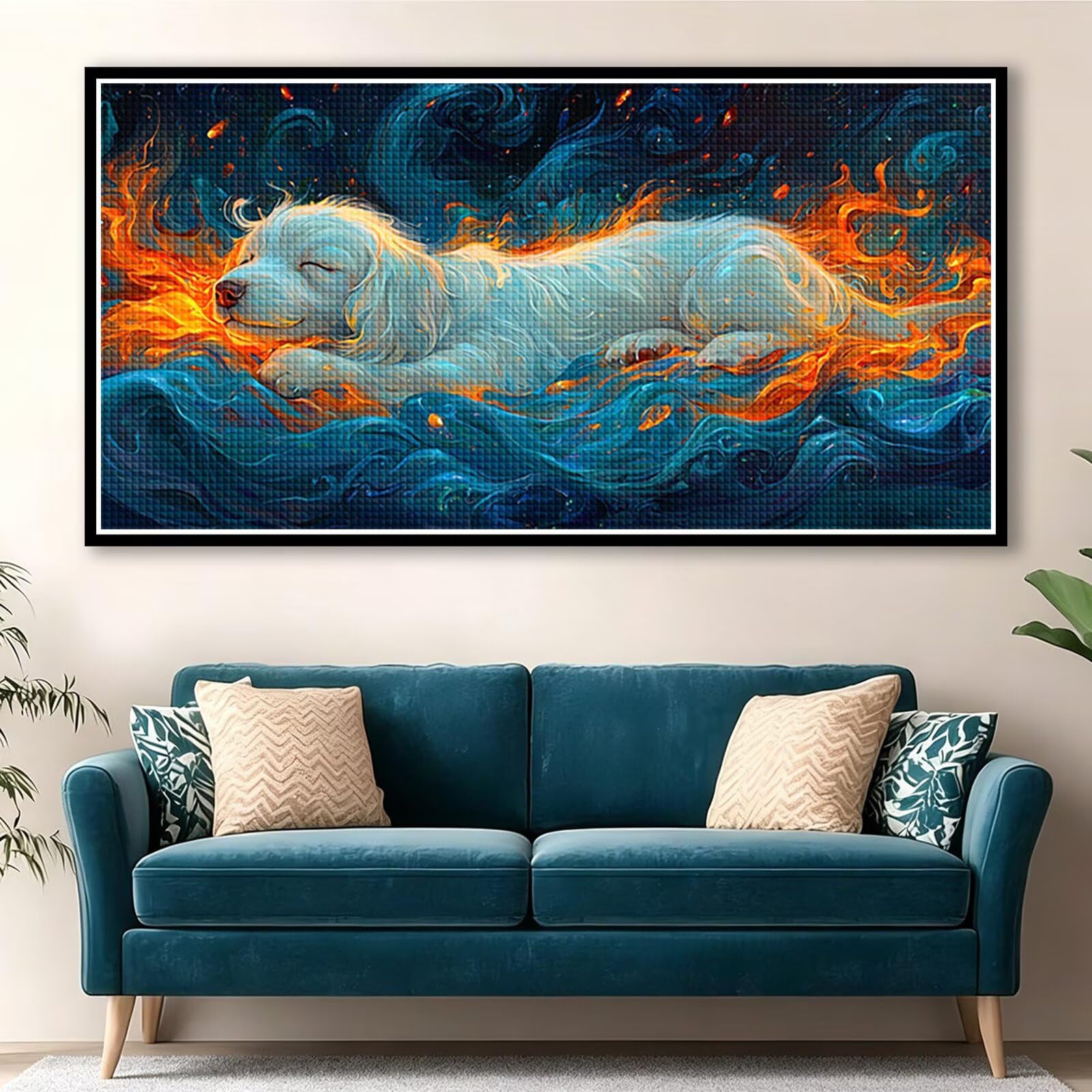 Diamond Painting Adultos Animal Pintura Diamante, Perro Diamond Painting 5D Completo, DIY Cuadrado Bordado Punto de Cruz Cuadros de Diamantes Kit para Decoracion Hogar, Regalo Mujer 160x80cm 0J-430