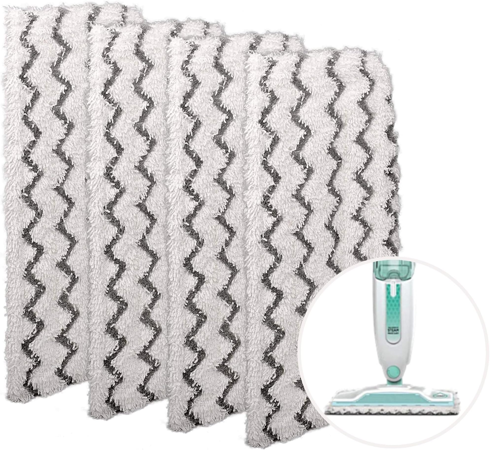 Steam Mop Pads for Shark Steam Mop S1000UK and Compatible with Beldray BEL01097, Washable Dirt Grip Absorbing Refill for Shark Steamer Pads (4Pack)