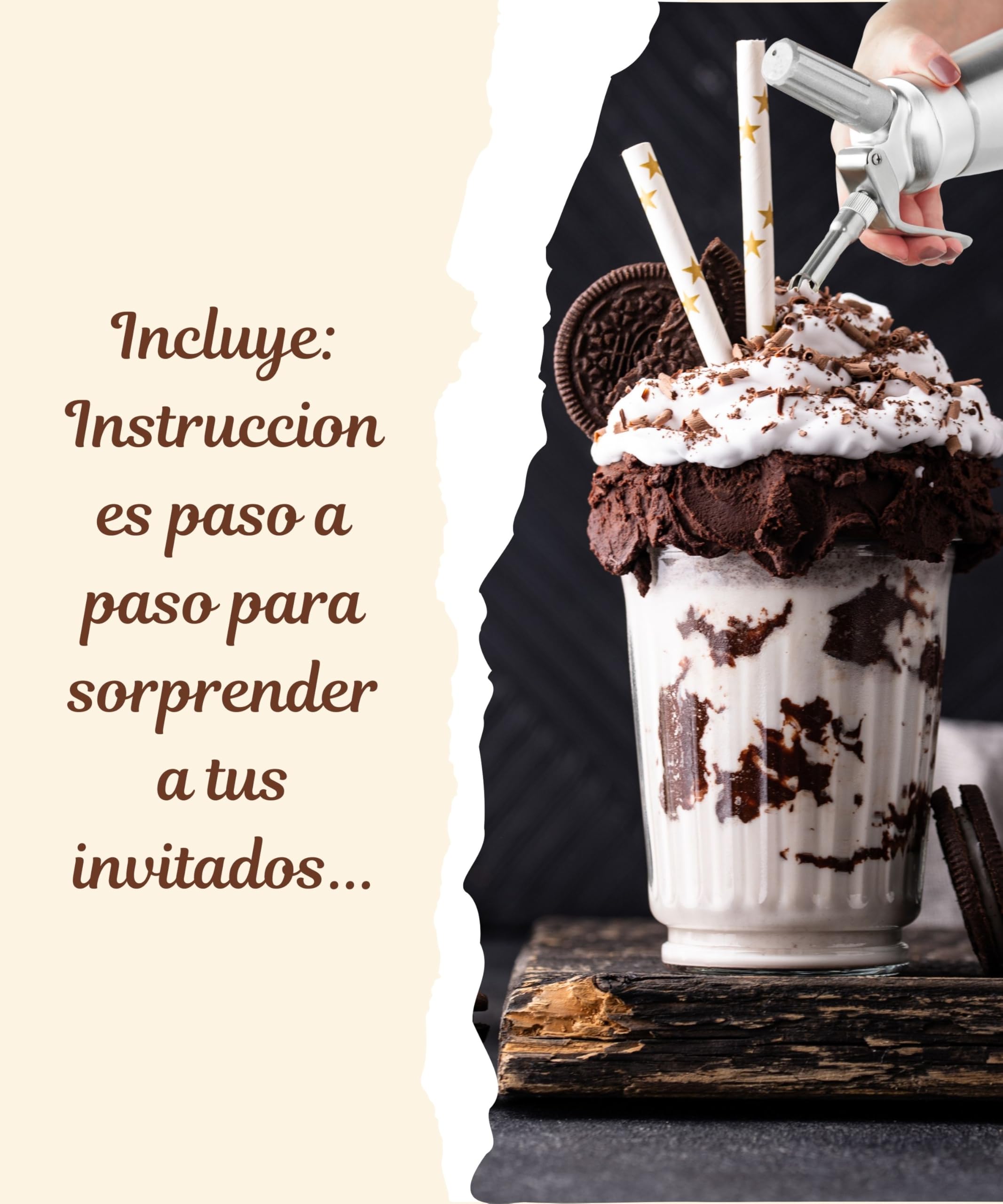 Runesol Sifón de Cocina Profesional Aluminio 500ml, Sin Fugas, 3 Boquillas de Acero Inoxidable, Sifon Cocina para Espumas, Facil de Usar Sifones de Cocina para Postres y Nata Montar, Siphon de Espuma