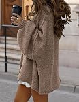 PRETTYGARDEN Women's Fall Button Down Cardigan Sweaters Mock Neck Lantern Long Sleeve Chunky Knit Jacket Trendy Outerwear