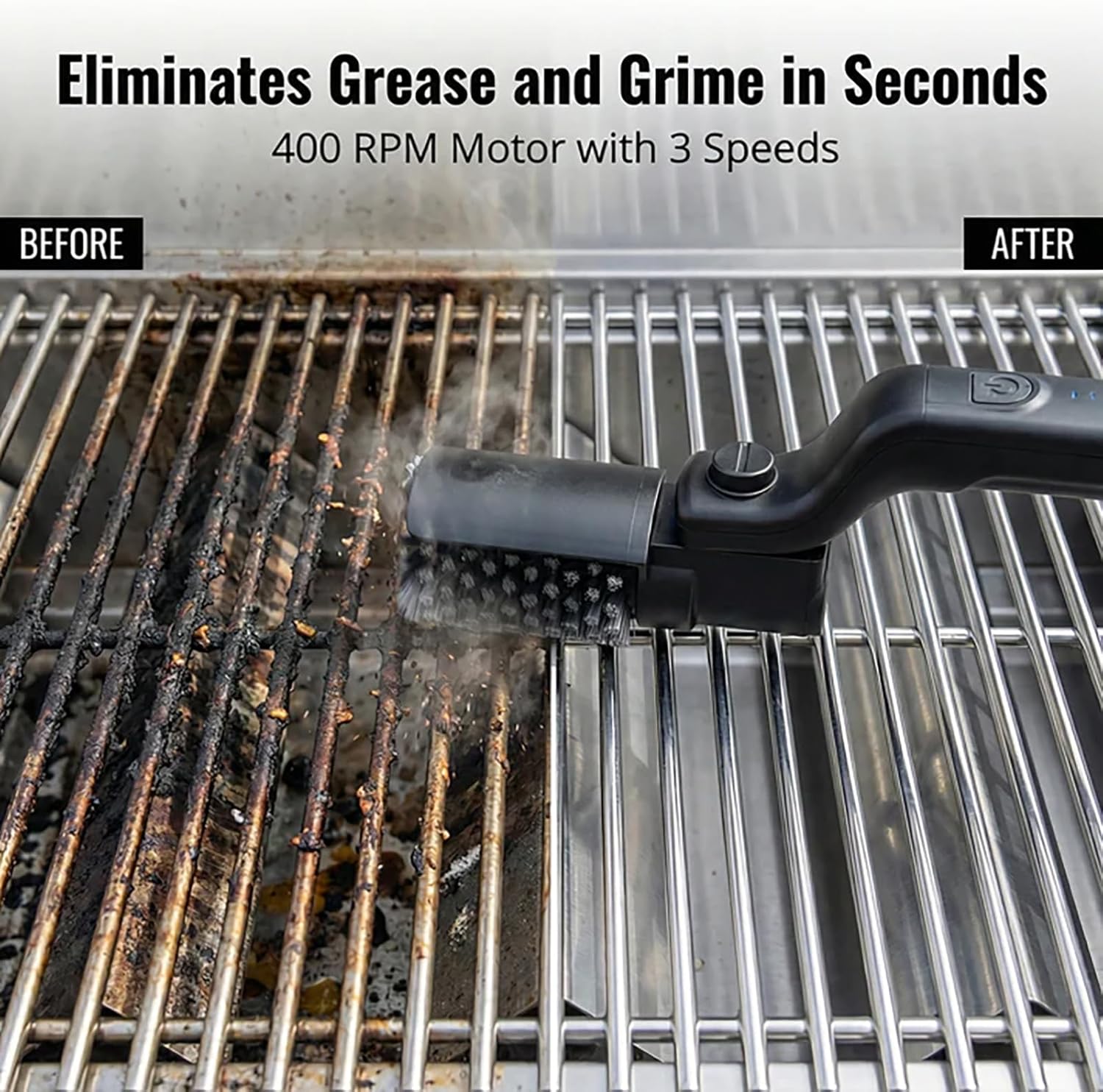 Vahrelo Grillmaster Pro,Electric Grill Brush, Cordless Electric BBQ Grill Cleaner with Powerful Motor, Rechargeable Grill Cleaning Brush for Burnt-On Grease & Grill Grates