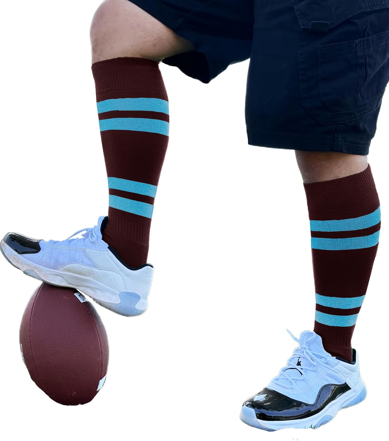 COUVER 4 White Stripes Knee High Athletic Tube Socks