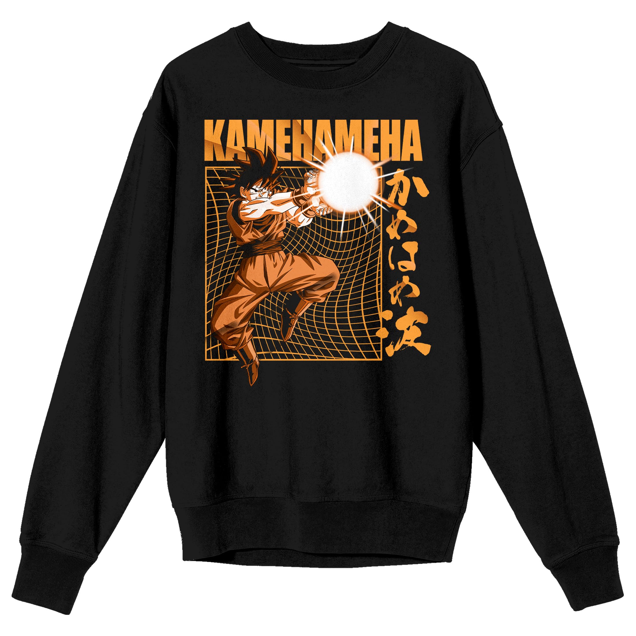 Bioworld Dragon Ball Z Goku Kamehameha Attack Crew Neck Long Sleeve Black Adult Sweatshirt