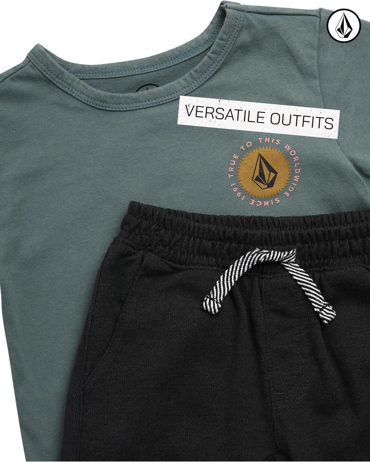Volcom Baby Boys Pants Set - 2 Piece Short Sleeve Jersey T-Shirt and Woven Joggers - Matching Outfit for Little Boys (12M-7)