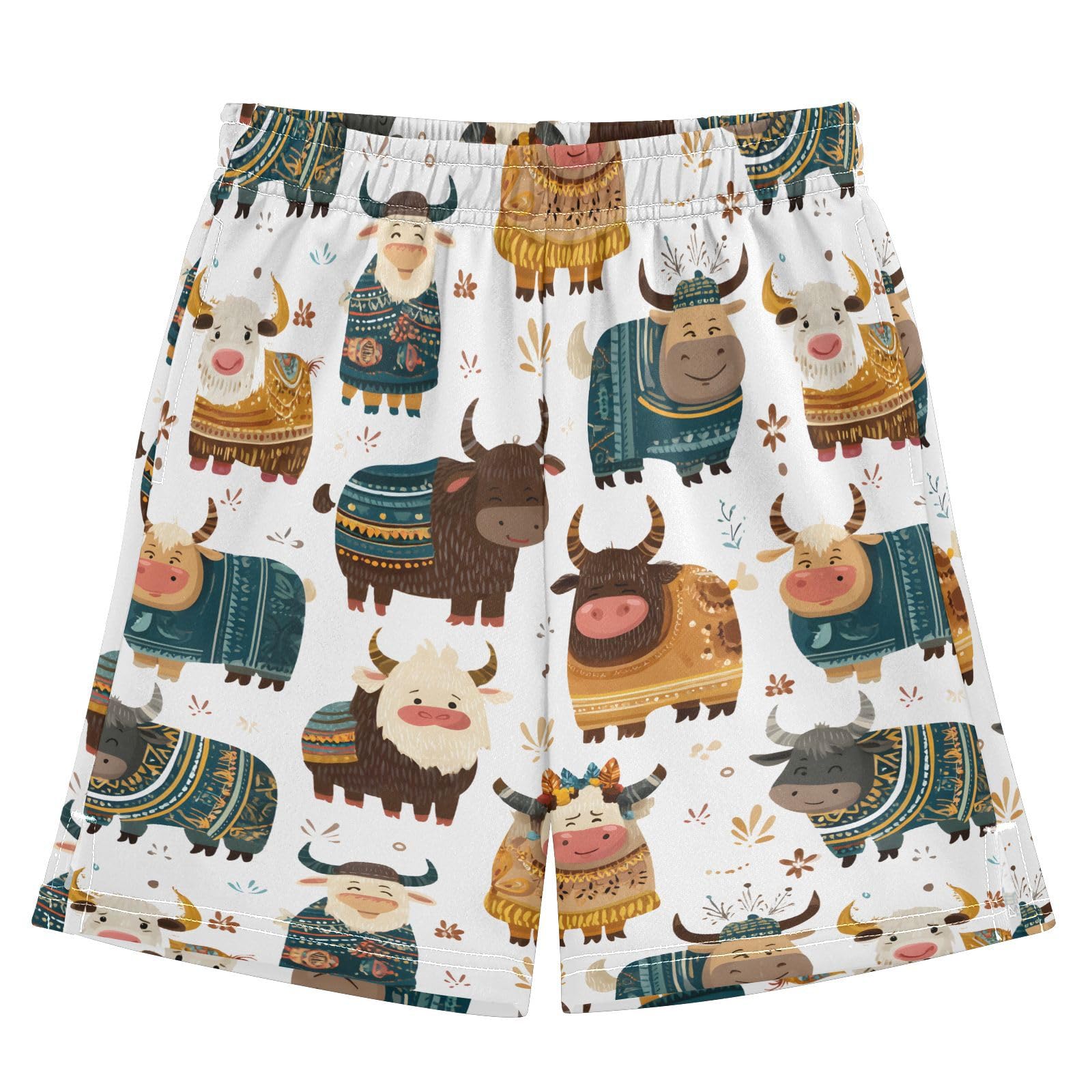 panksolu boy Shorts Cute Ethnic Yak Youth Athletic Shorts for Boys and Girls 10-11 Y Multicolor