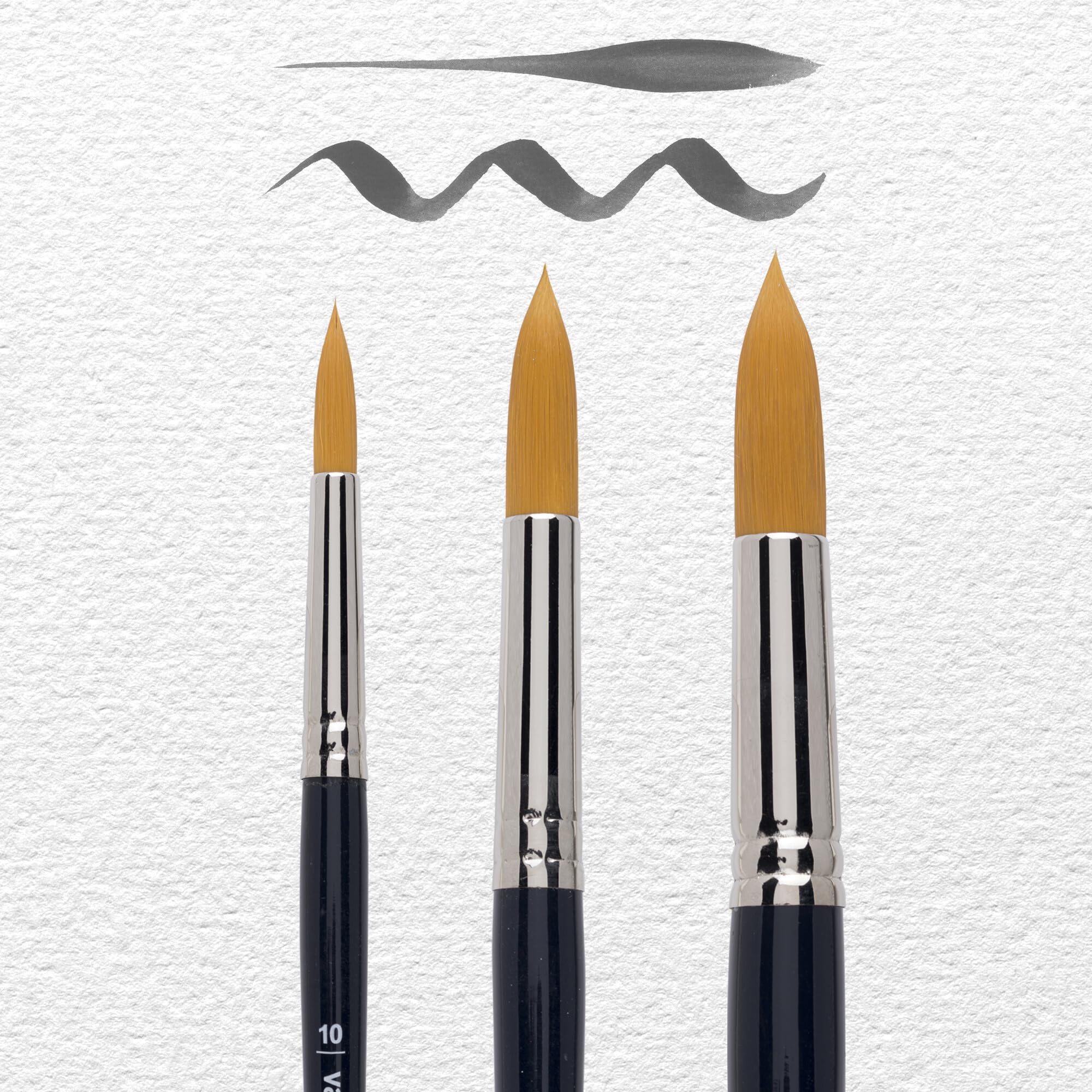 Van Gogh Black, Wood Colour Set Of 3 Watercolour Brushes Series 191 No. 10-18-24