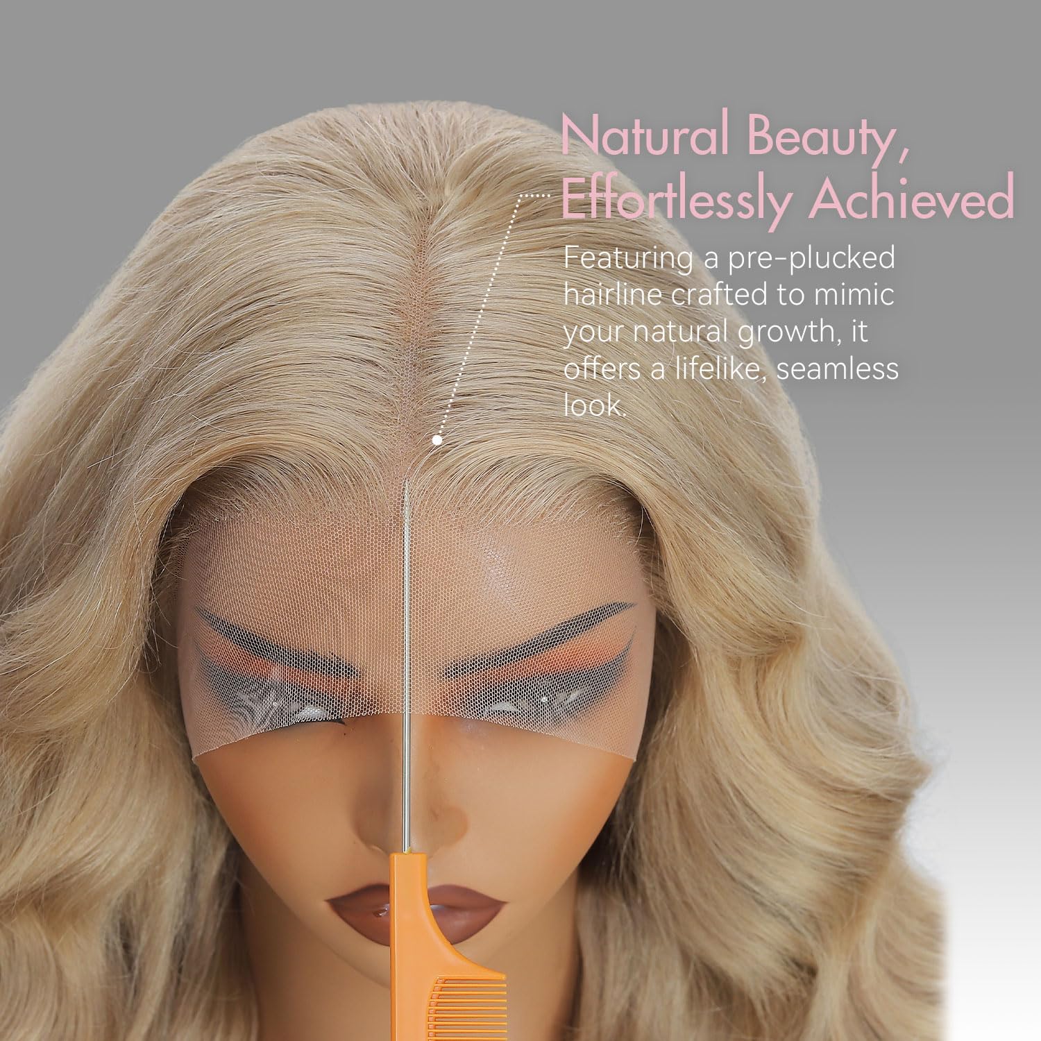 Ash Blonde Wig Human Hair 13x4 HD Lace Front Glueless Wigs for Women - Body Wave, Pre Plucked Hairline, Mini Knots, 250% Density - Image 3