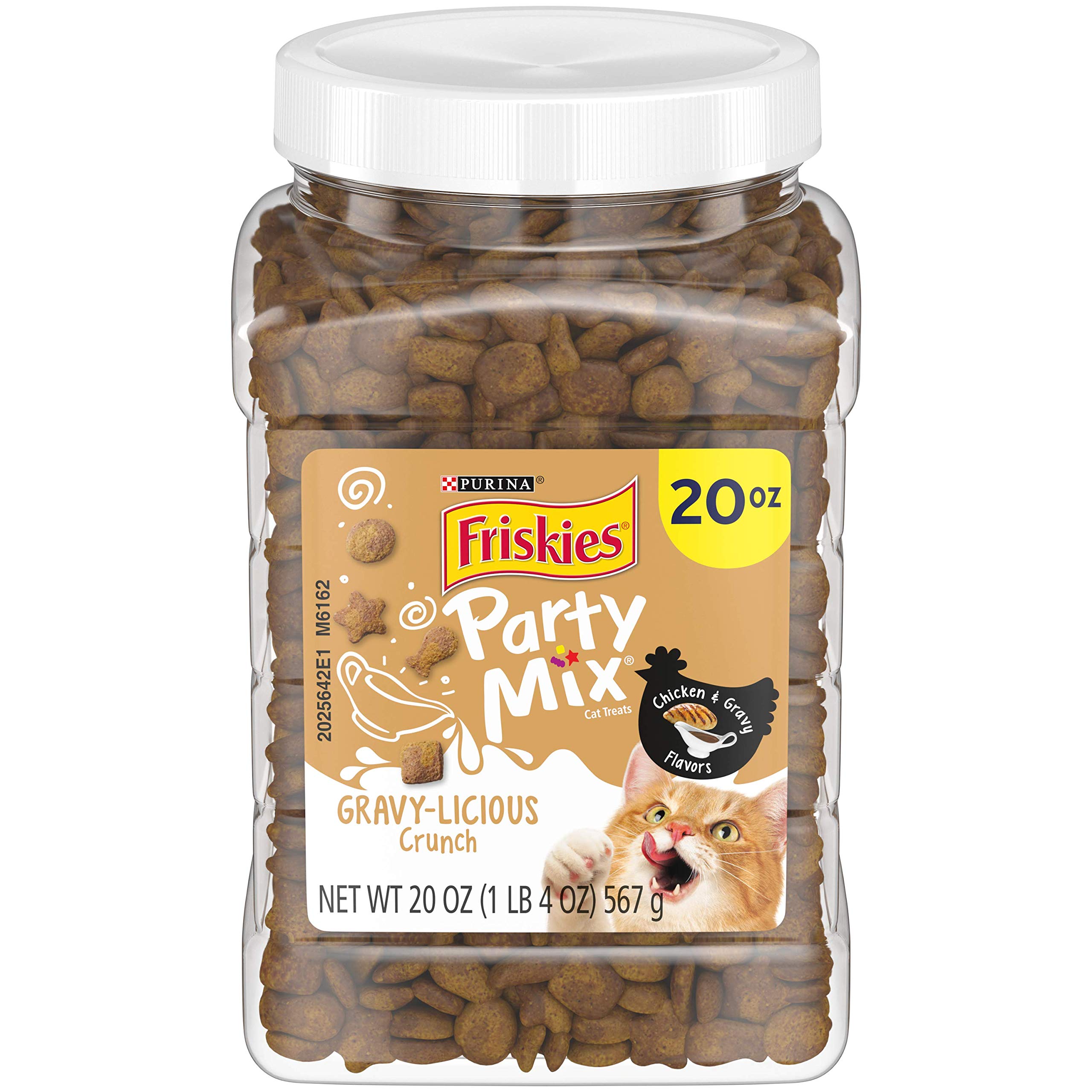 Purina Friskies - Deliciosa mezcla de gatos para fiestas, sabor a pollo y salsa, fabricado en Estados Unidos, bote de 567 g