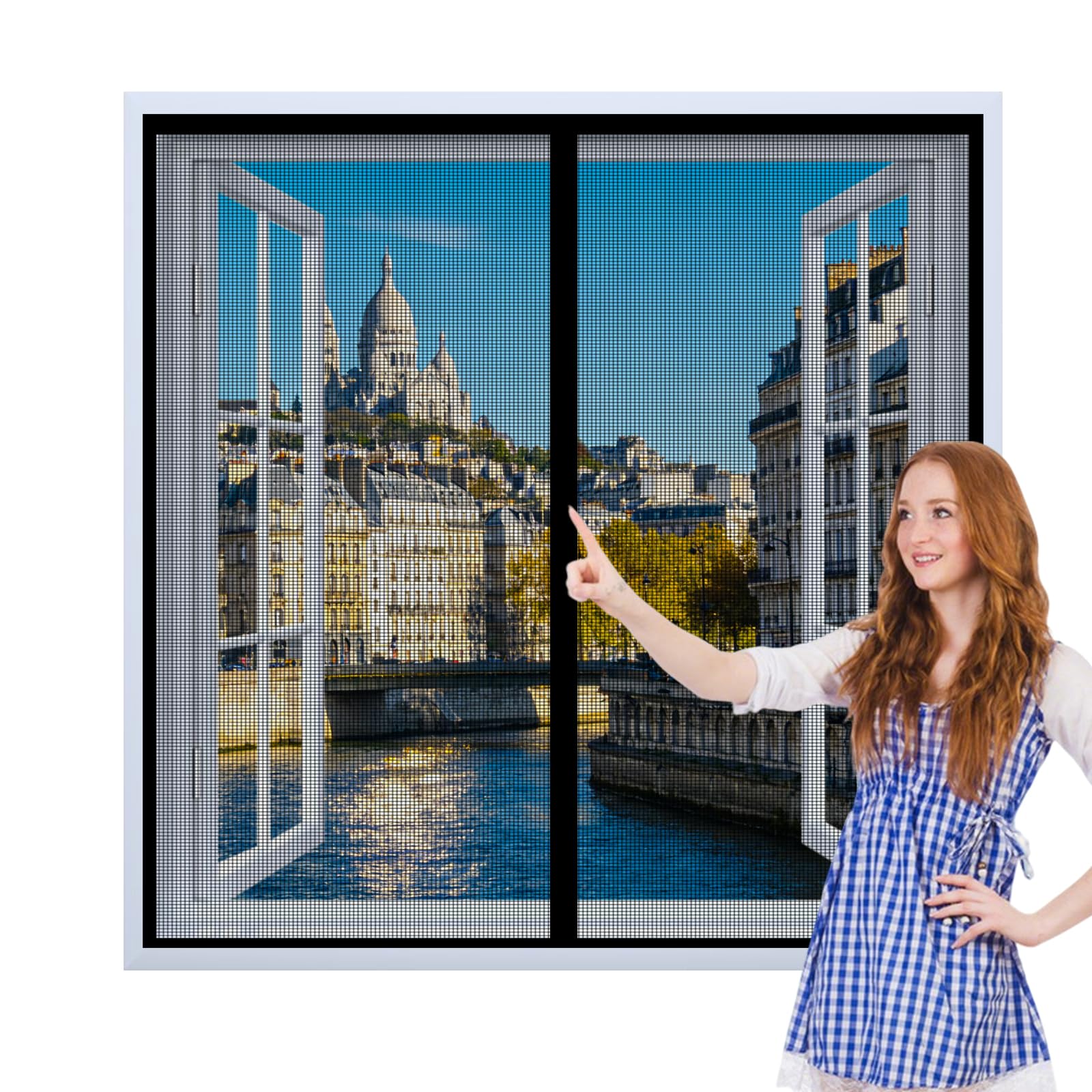 Customised Magnetic Fly Screen Door,Magnetic Fly Screen Mesh Door,Insect Protection No Gap,Install Without Drilling for Balcony Entrance Patio Children's Room