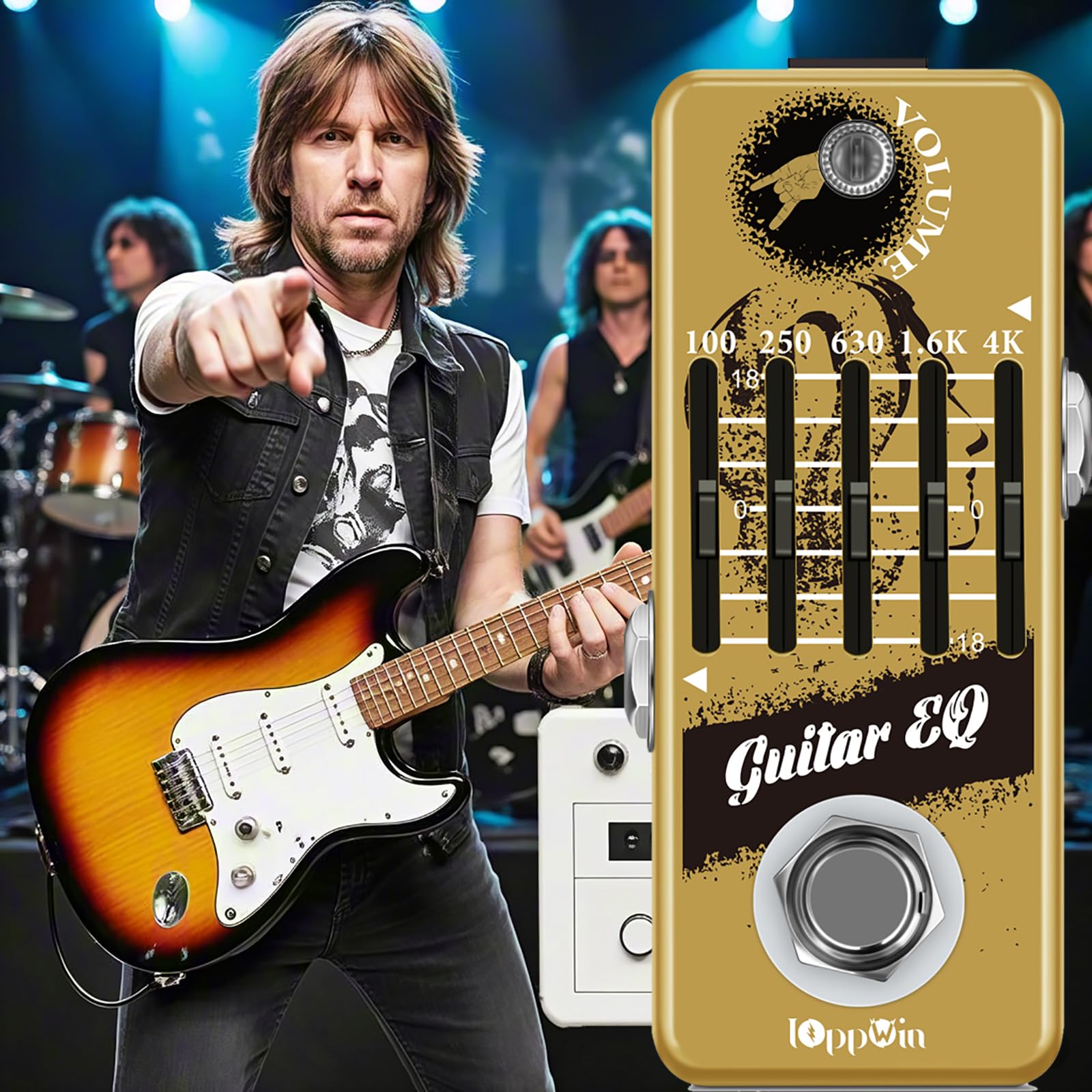 Pedali per chitarra, pedale equalizzatore grafico a 5 bande con controllo del livello principale, True Bypass e guscio in metallo