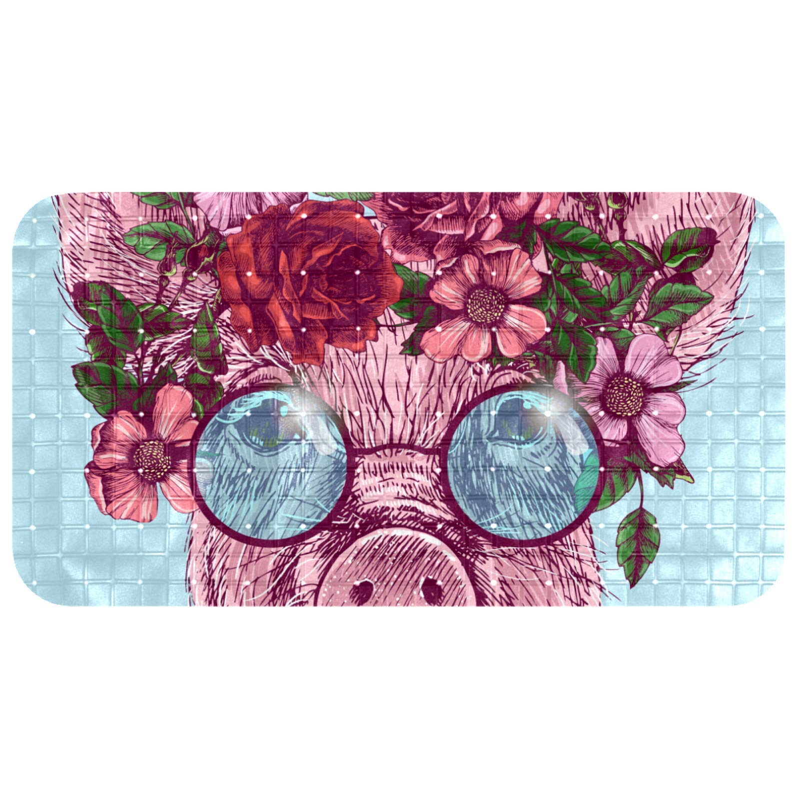 Tapis de douche Bennigiry rose cochon 28x38 cm avec ventouses