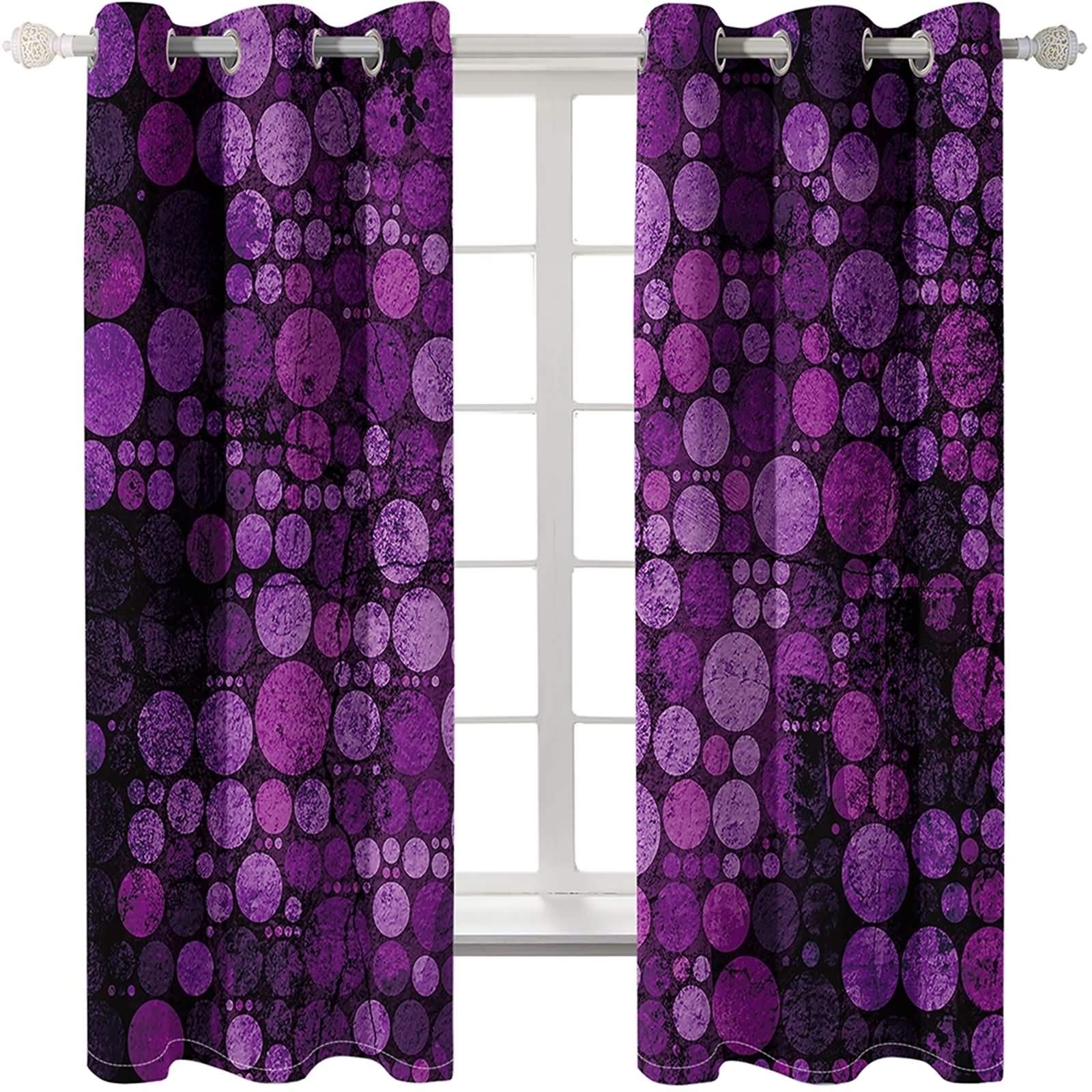 Verdunklungsvorhänge Ösen 2er Set 274x138CM, Gardinen Verdunkelnd Muster Gepunkt Fuchsie Vorhänge Blickdicht Schlafzimmer Wohnzimmer