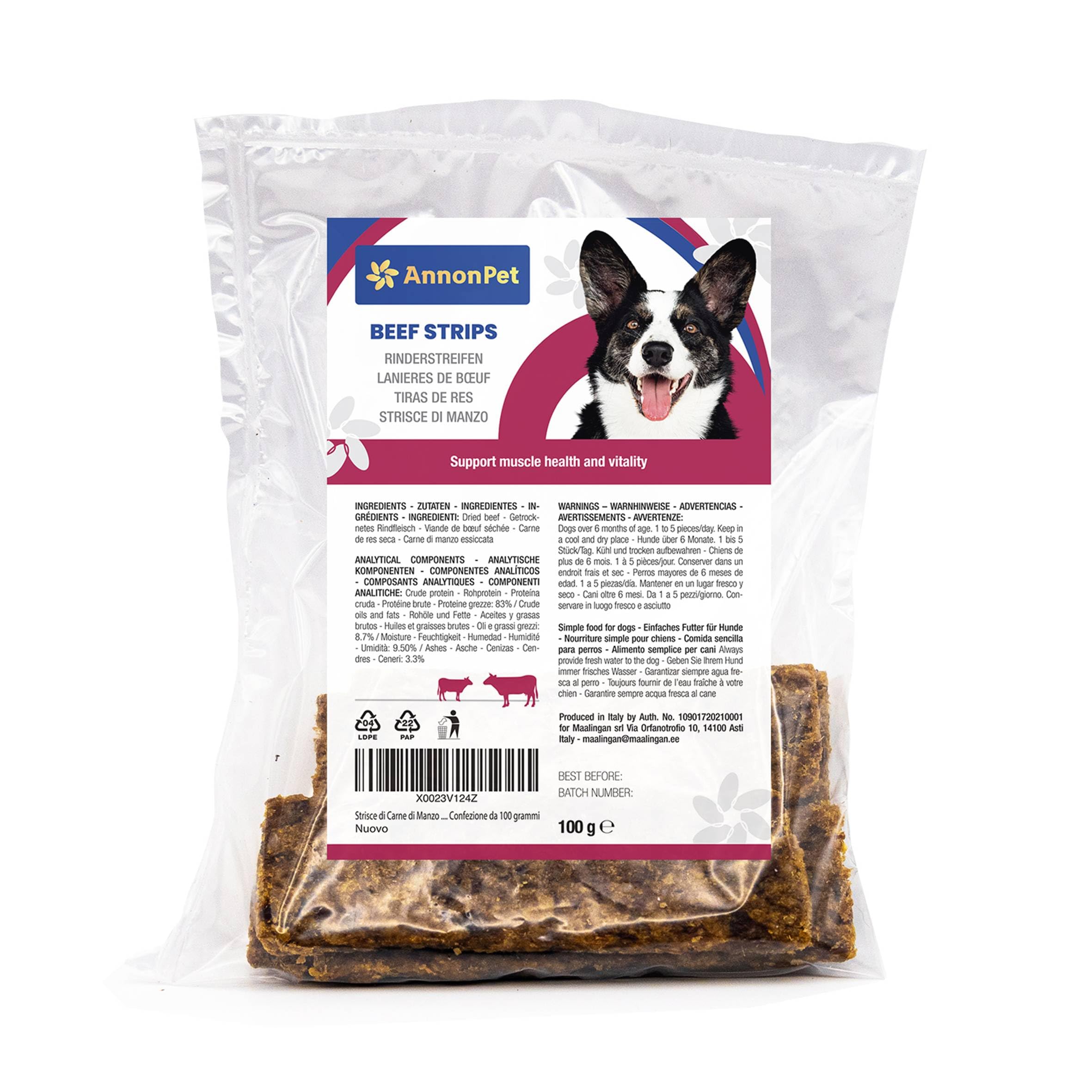 Schecker Snack Canini Carne Essiccata &ndash; Bastoncini Masticabili Di Vellone Di Vitello 500g (40 Pz)