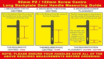 TSS Polished Chrome UPVC Door Handle Set, Sprung, 92mm PZ, Lever Lever, 122mm Screw to Screw, Backplate 245mm x 34mm - PVC Door Handle Replacement