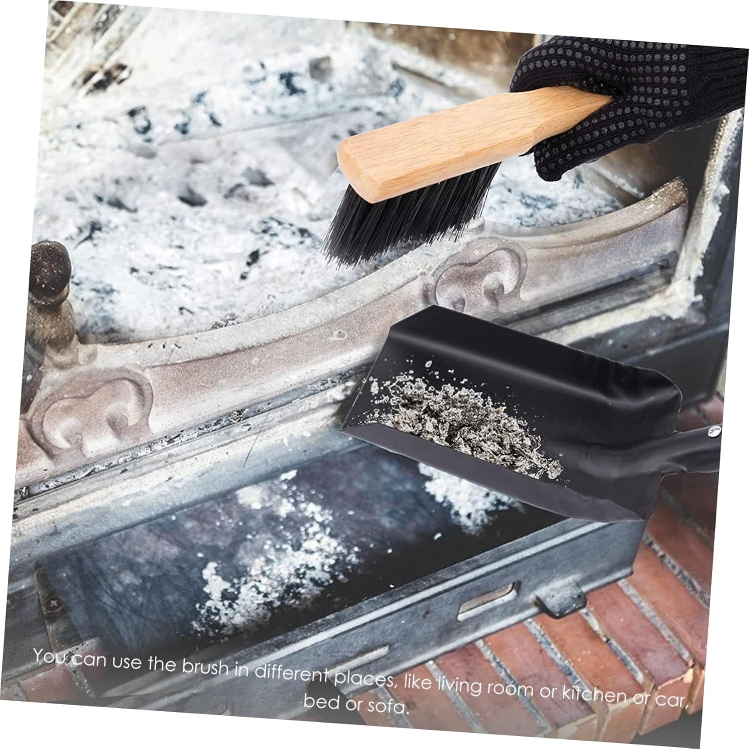 Garneck 1set Fireplace Cleaning Tools Handle Shovel and Brush for Efficient Ash Removal and Maintenance for Home Fireplaces and Stoves