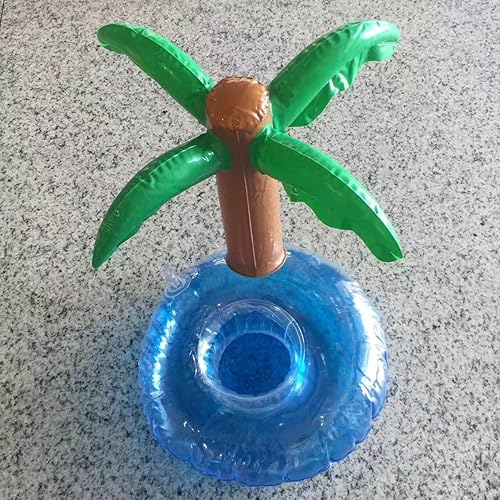 Miniatura 3 de BinaryABC Flotadores inflables de palmeras de árbol de coco, flotadores para bebidas, flotadores de bebidas de piscina, soporte inflable flotante