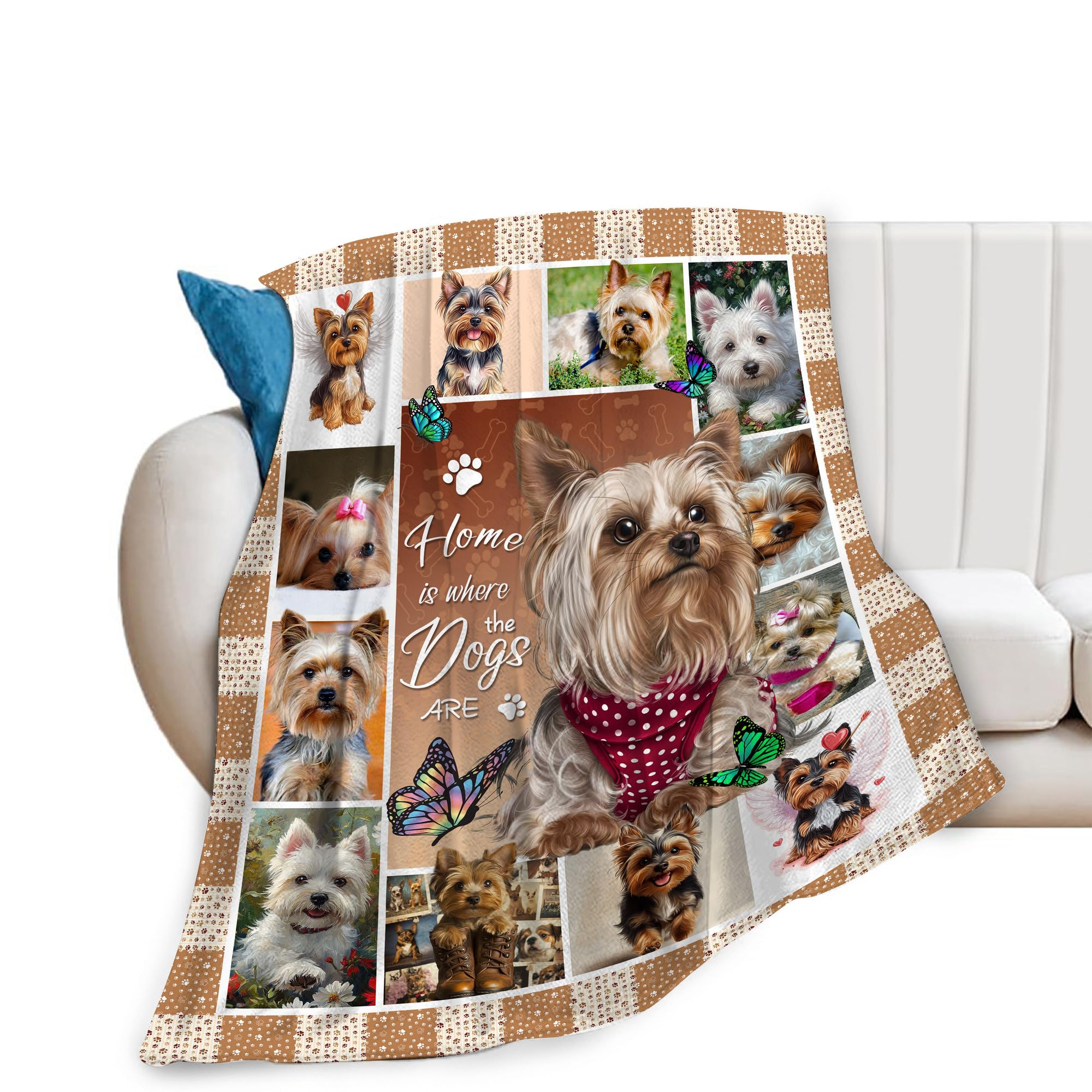 Yorkie Blanket Dog Yorkie Gifts for Girls Boys Woman Yorkshire Lover Throw Blankets Soft Blanket Warm Fleece Flannel Plush Blankets for Bed Sofa Couch 40
