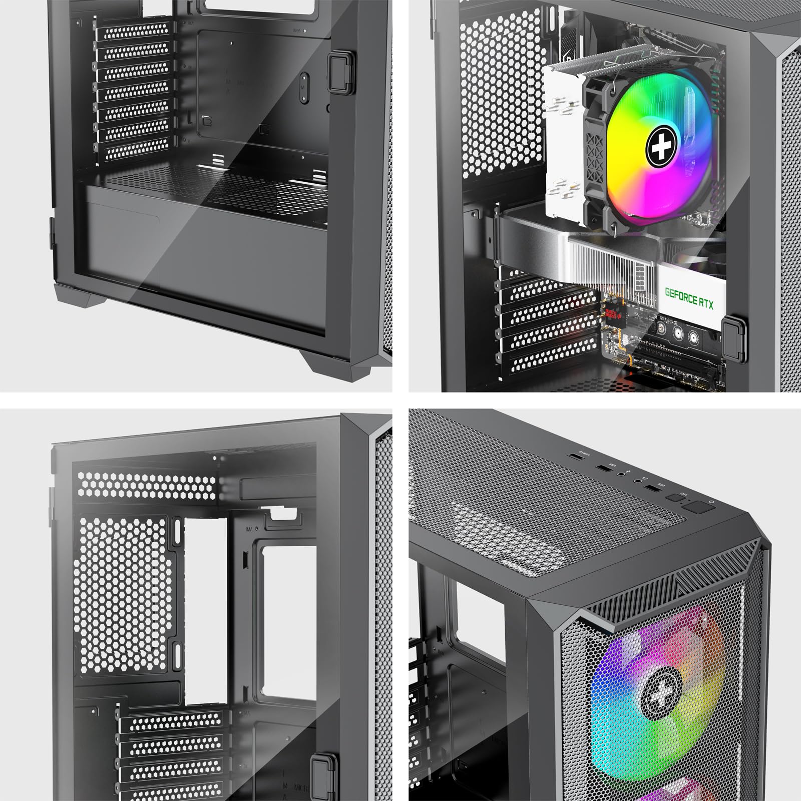 Xilence X613 XILENT Blade II Gaming PC Case, 3 x 120 mm ARGB Fans, ATX Midi Tower Case, Mesh Front Panel for Good Airflow and PWM/ARGB Control Board, pannello laterale in vetro senza viti, nero