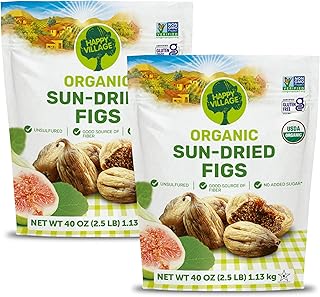 Happy Village Organic Turkish Dried Figs Value Pack, No Sugar Added Drie...