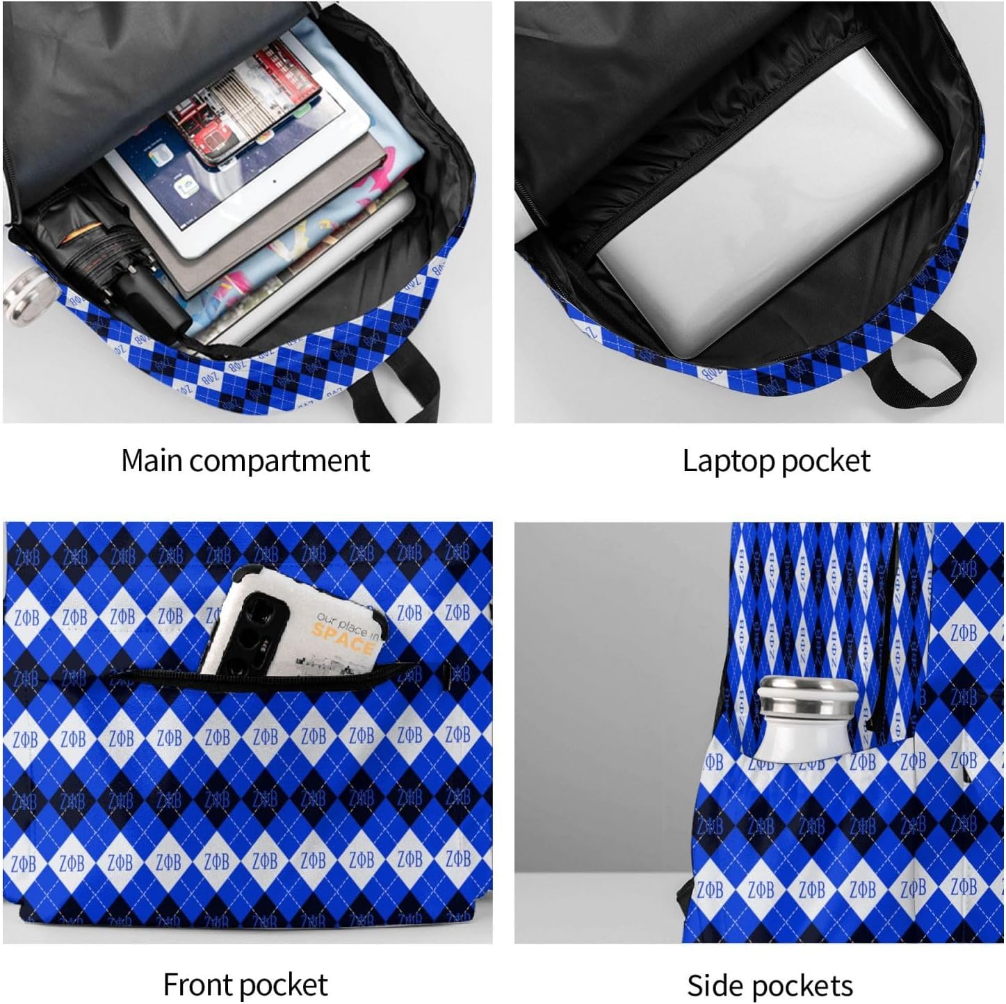 Sorority Zeta Backpack 17 ", Features Your Sorority'S Logo And Quotes For A Personalized Touch. This Unique And Customized Backpack Is Perfect For Jogging And Hiking - Image 8