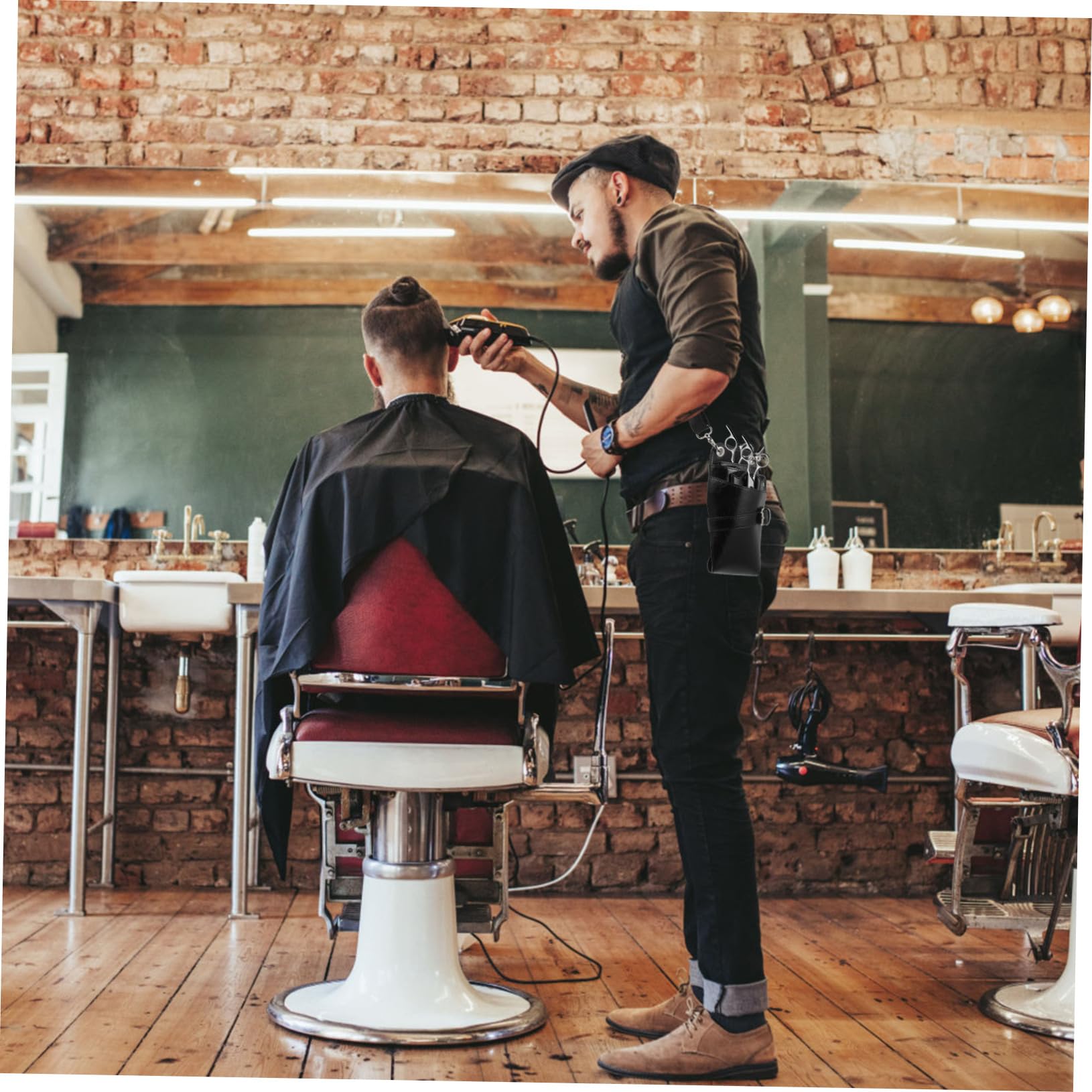 HAPINARY Hairdressing Scissors Bag Multi-pocket Barber Bag Lightweight Belted for Hair Stylists